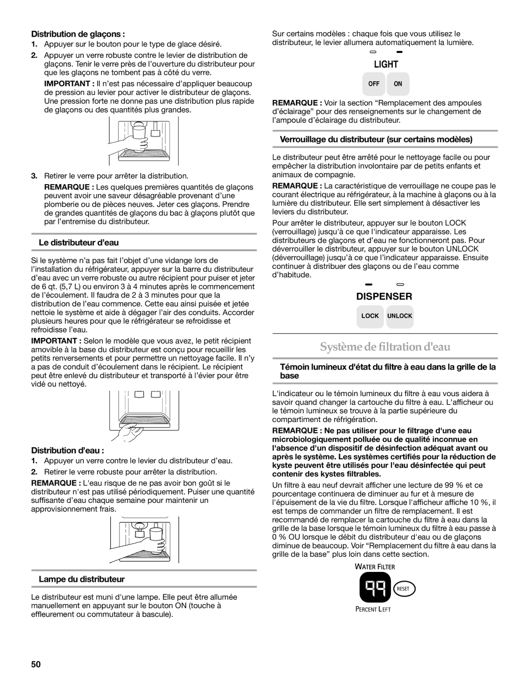 KitchenAid 2317086 manual Système de filtration deau 