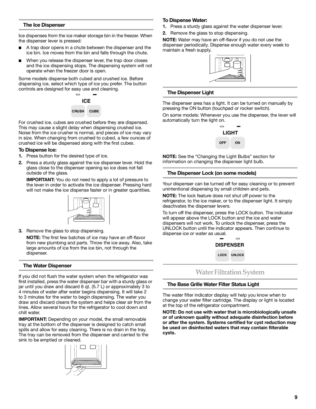 KitchenAid 2317086 manual Water Filtration System 