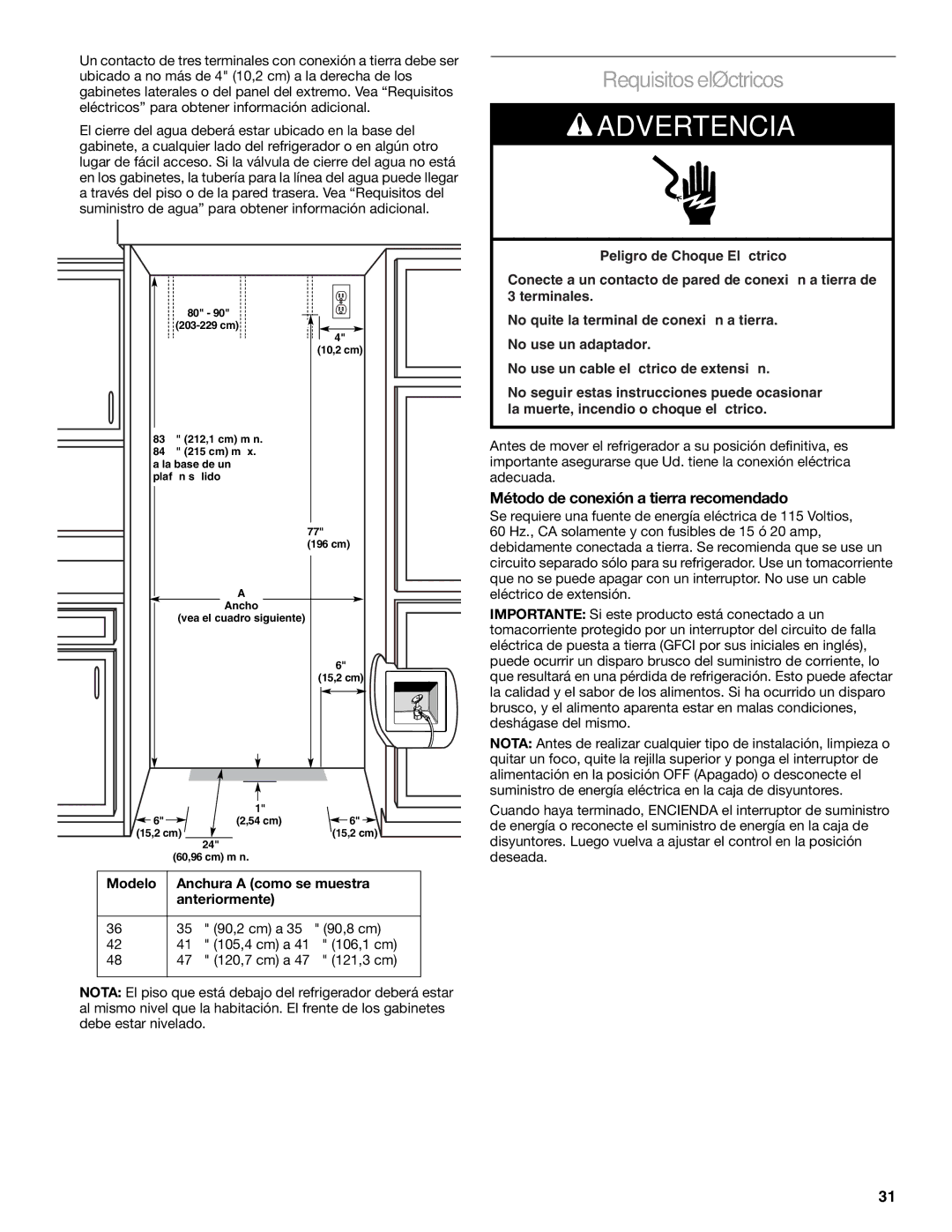 KitchenAid 2317872A manual Requisitoseléctricos, Método de conexión a tierra recomendado 