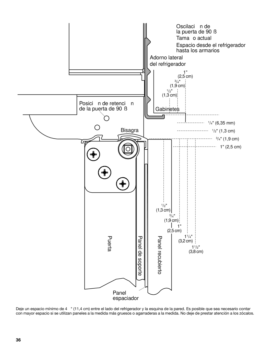 KitchenAid 2317872A manual Posición de retención de la puerta de 90˚ Bisagra Puerta 