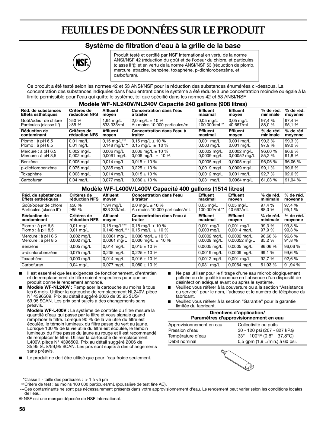 KitchenAid 2318581 manual Feuilles DE Données SUR LE Produit, 33 100F 0,6 37,8C 