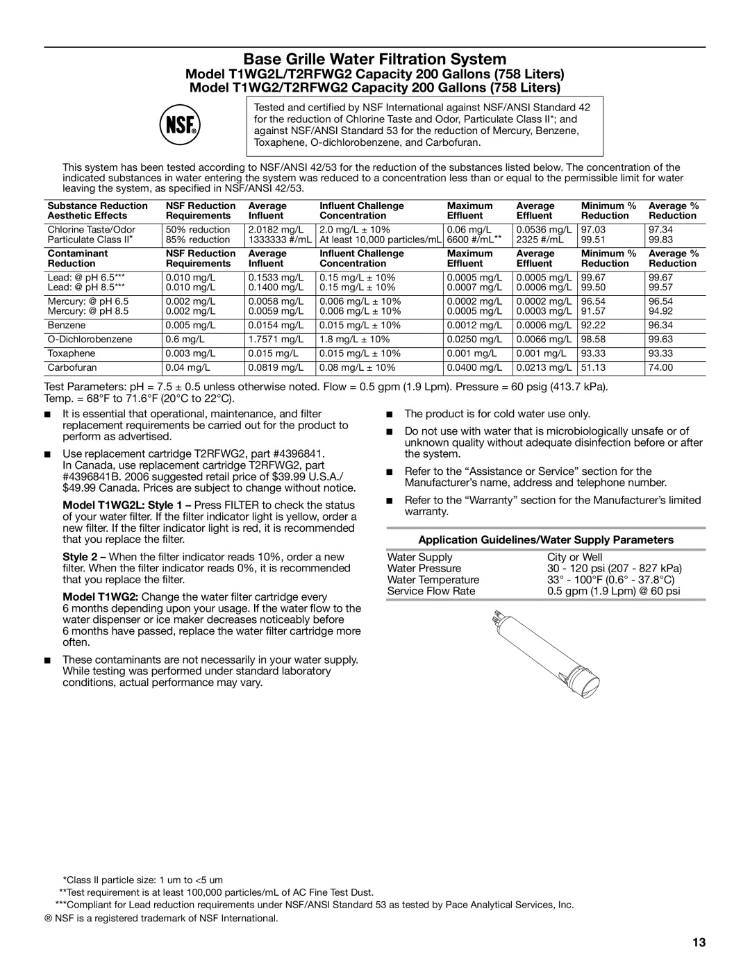 KitchenAid 2318586 warranty Base Grille Water Filtration System 