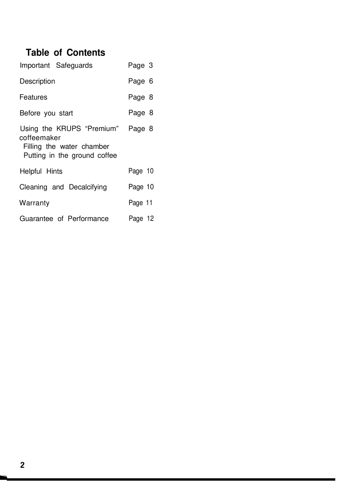 KitchenAid 253 warranty Table of Contents 