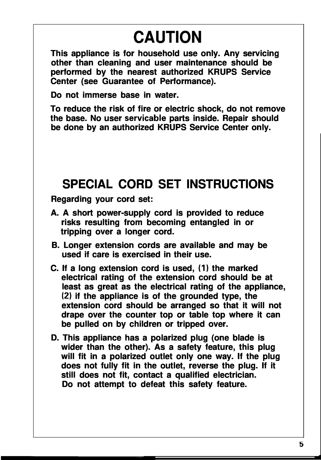 KitchenAid 253 warranty Special Cord Set Instructions 