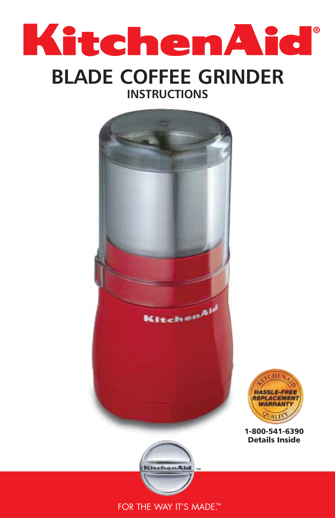 KitchenAid 2633 manual Blade Coffee Grinder 