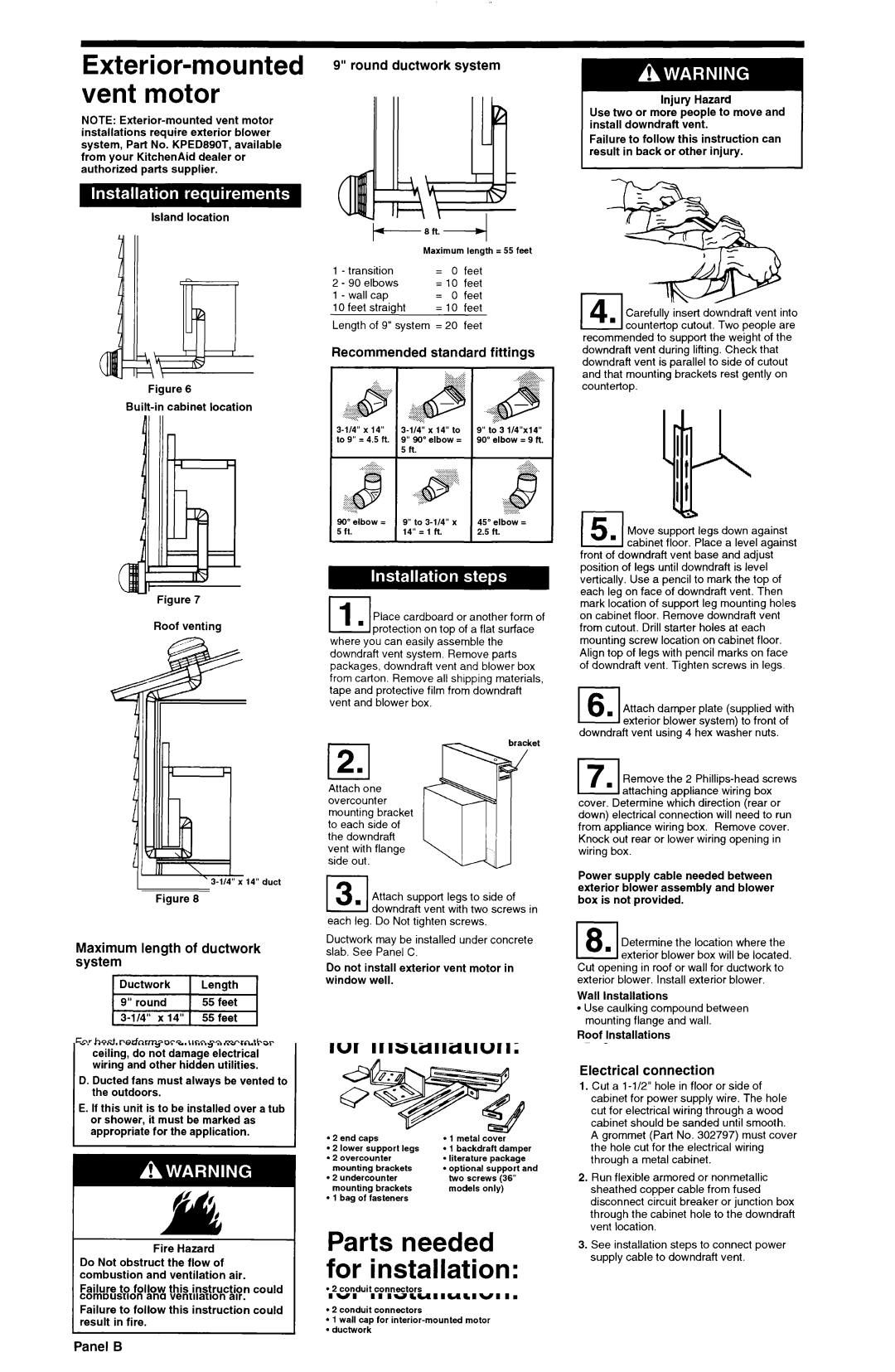 KitchenAid 30 and 36 Retractable Downdraft Vent Systems Exterior-mounted vent motor, $P=, $.Pt~, Panel E 