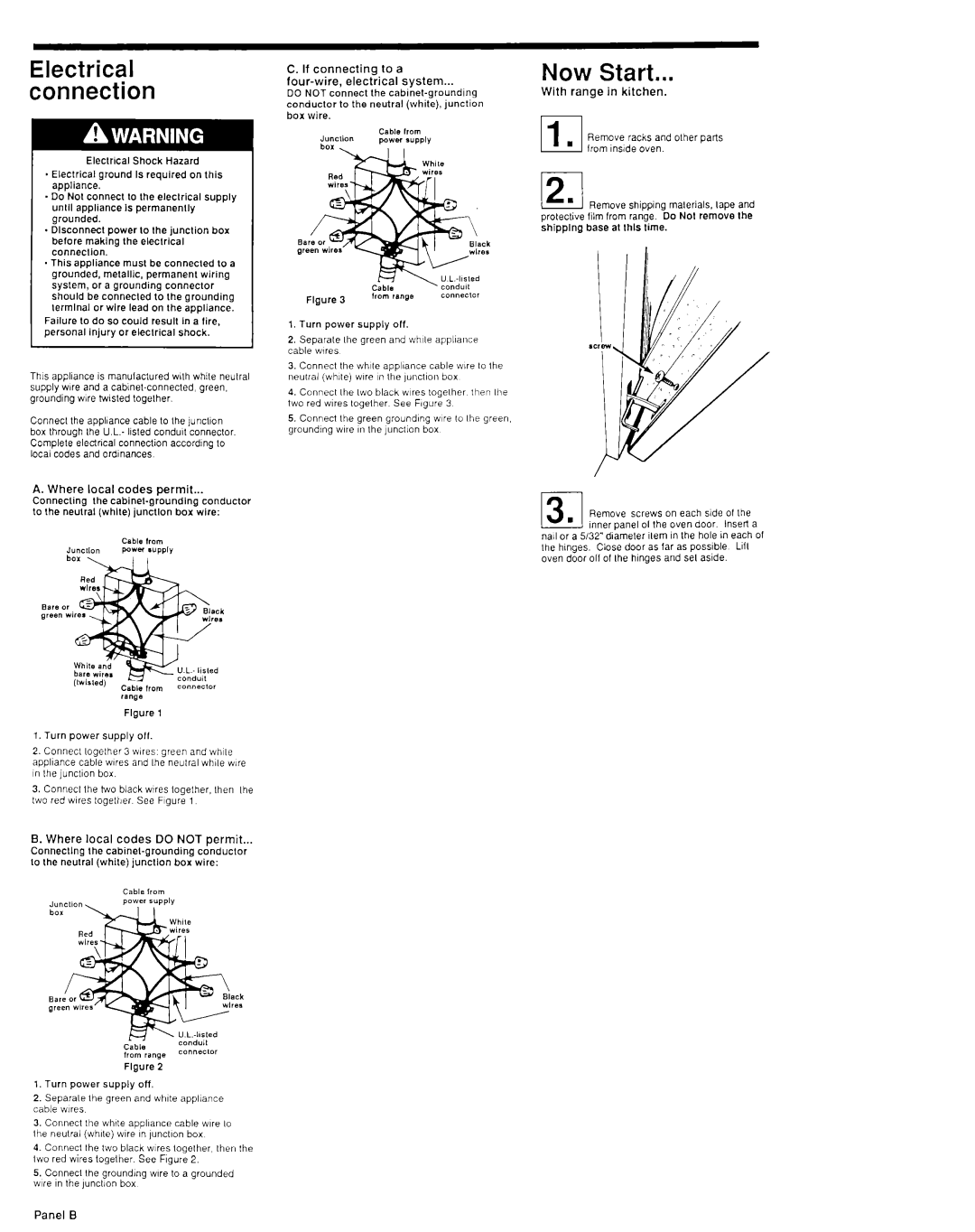 KitchenAid 3147388 installation instructions Now Start, Electrical connection 