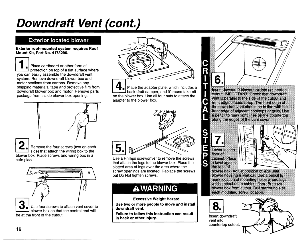 KitchenAid 3182048 installation instructions Downdraft Vent 