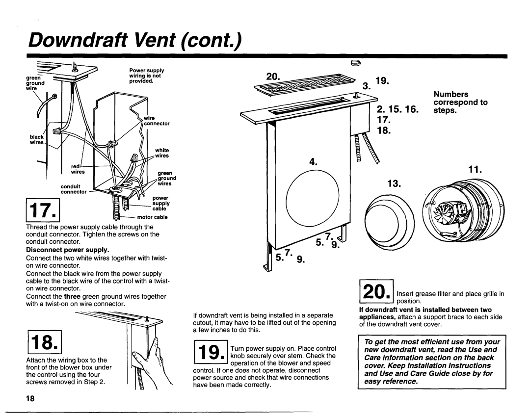 KitchenAid 3182048 installation instructions Steps, Numbers correspond to 