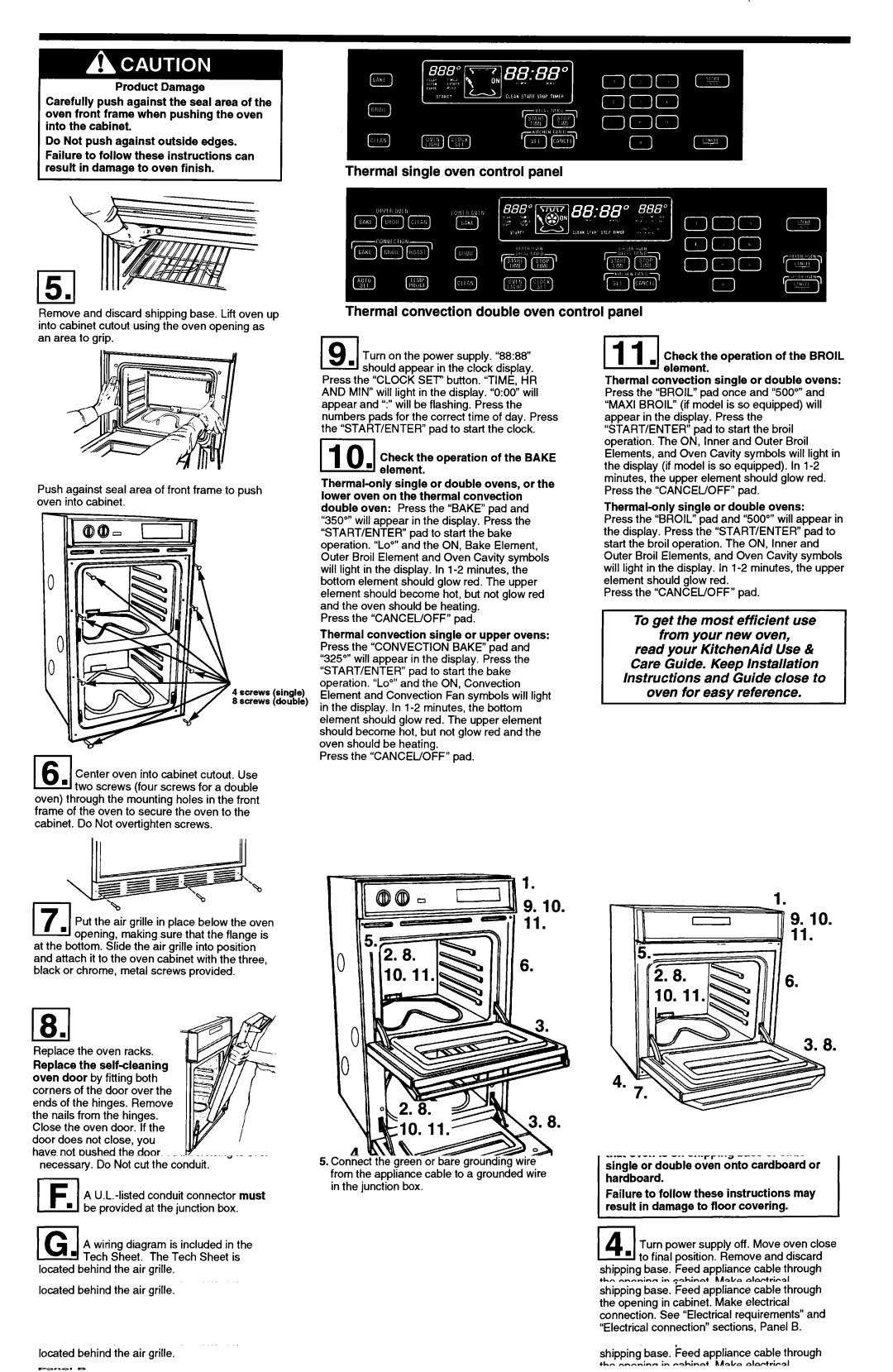 KitchenAid 3182137 Thermal single oven control panel, Thermal convection double oven control panel 