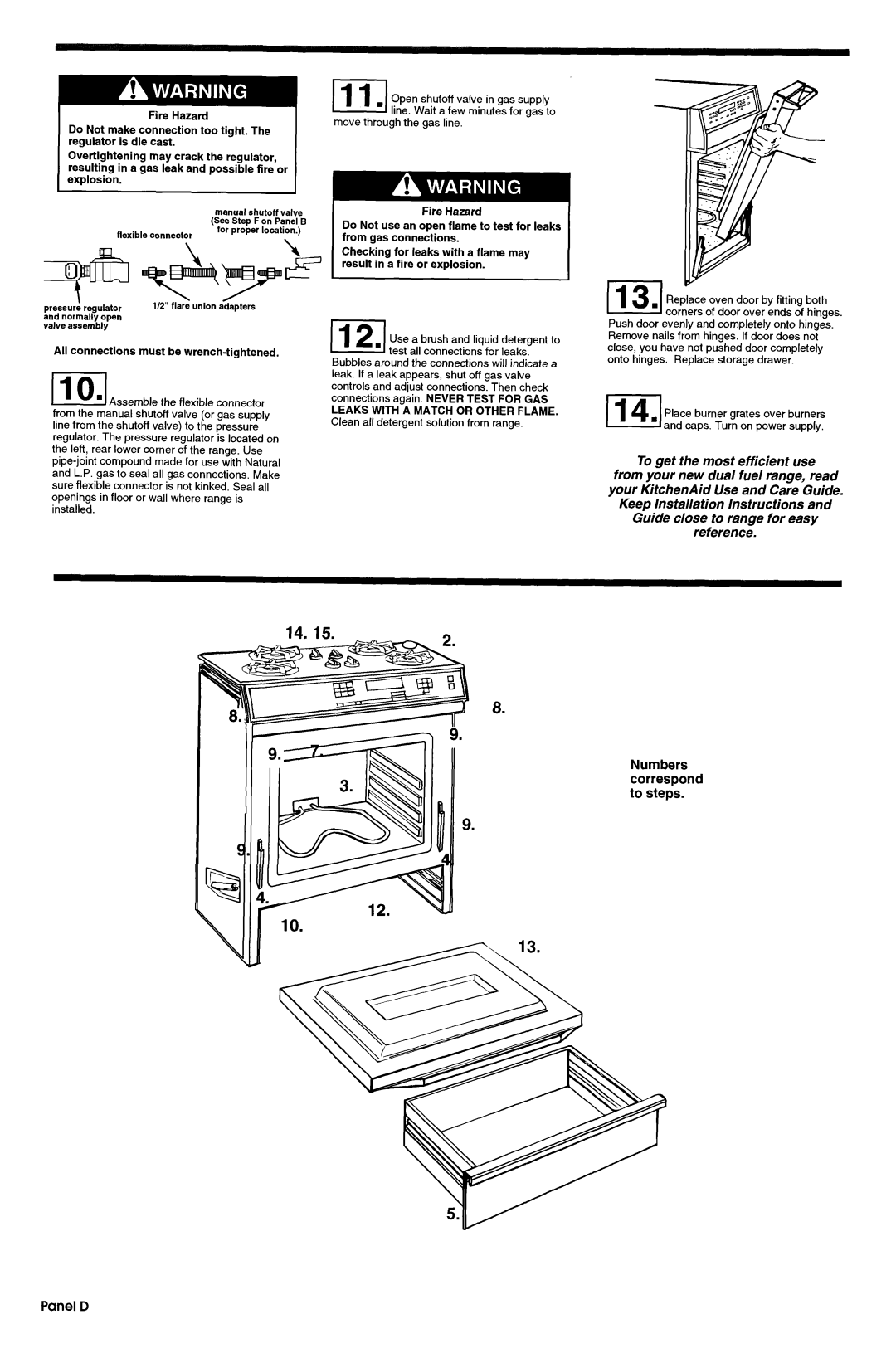 KitchenAid 3186508 Keep Installation instructions and, Guide close to range for easy reference, Panel D 