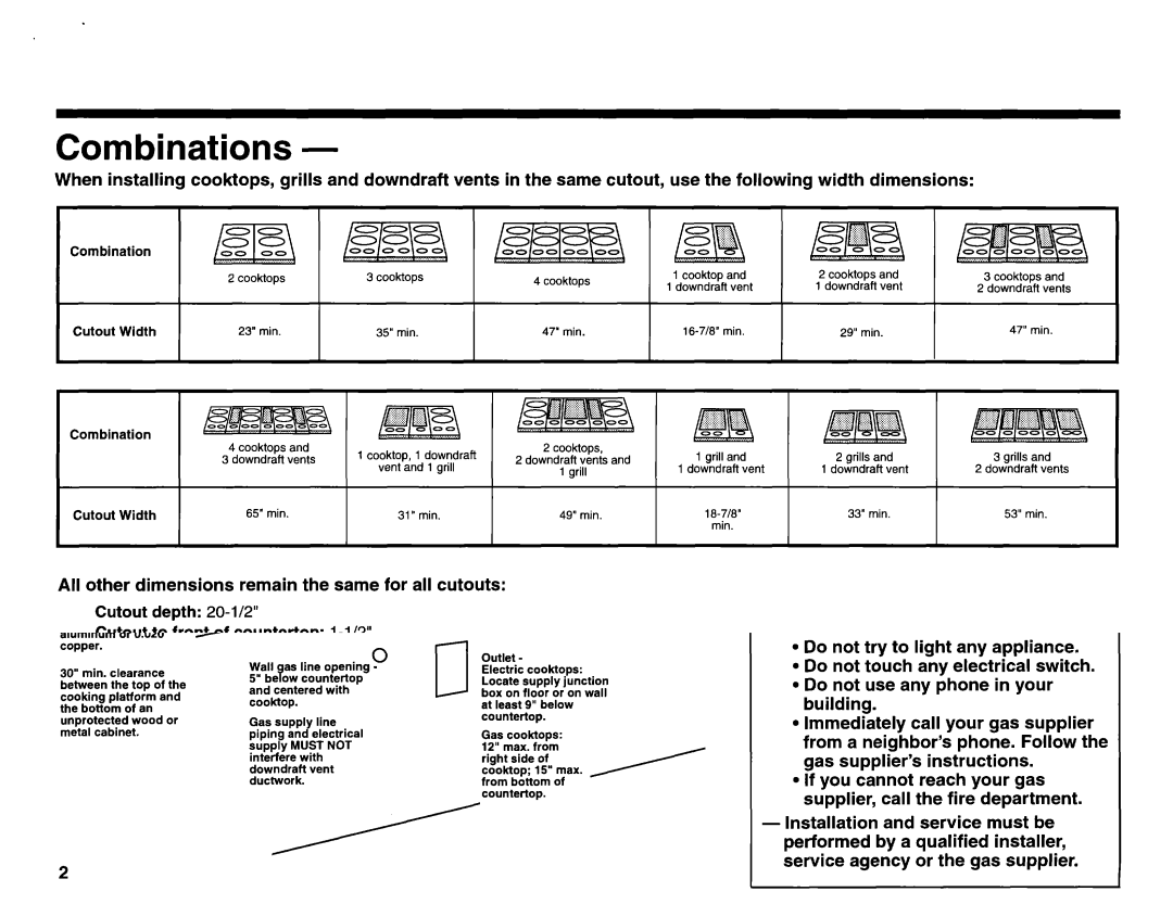 KitchenAid 3186523 installation instructions Combinations 