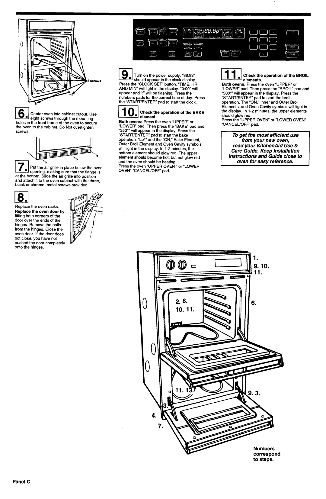 KitchenAid 3187359 To get the most, efficient use, from your new oven, read your KitchenAid Use, to steps, Panel C, 18.1 