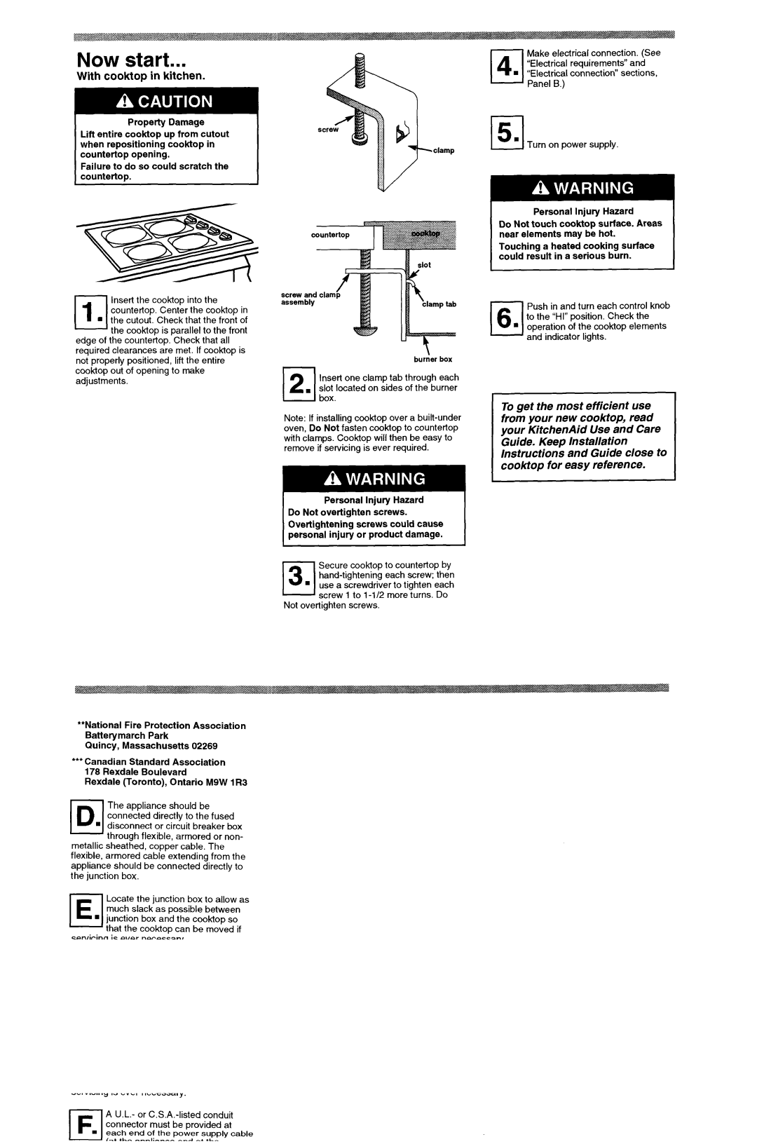 KitchenAid 3188086 installation instructions Now start, With cooktop in kitchen, Panel C 