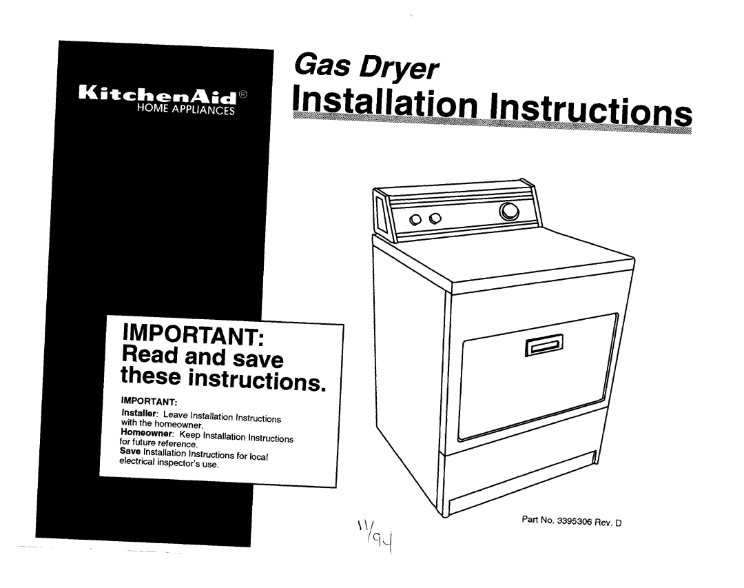 KitchenAid 3395306 installation instructions Nead and s&e these instructions 