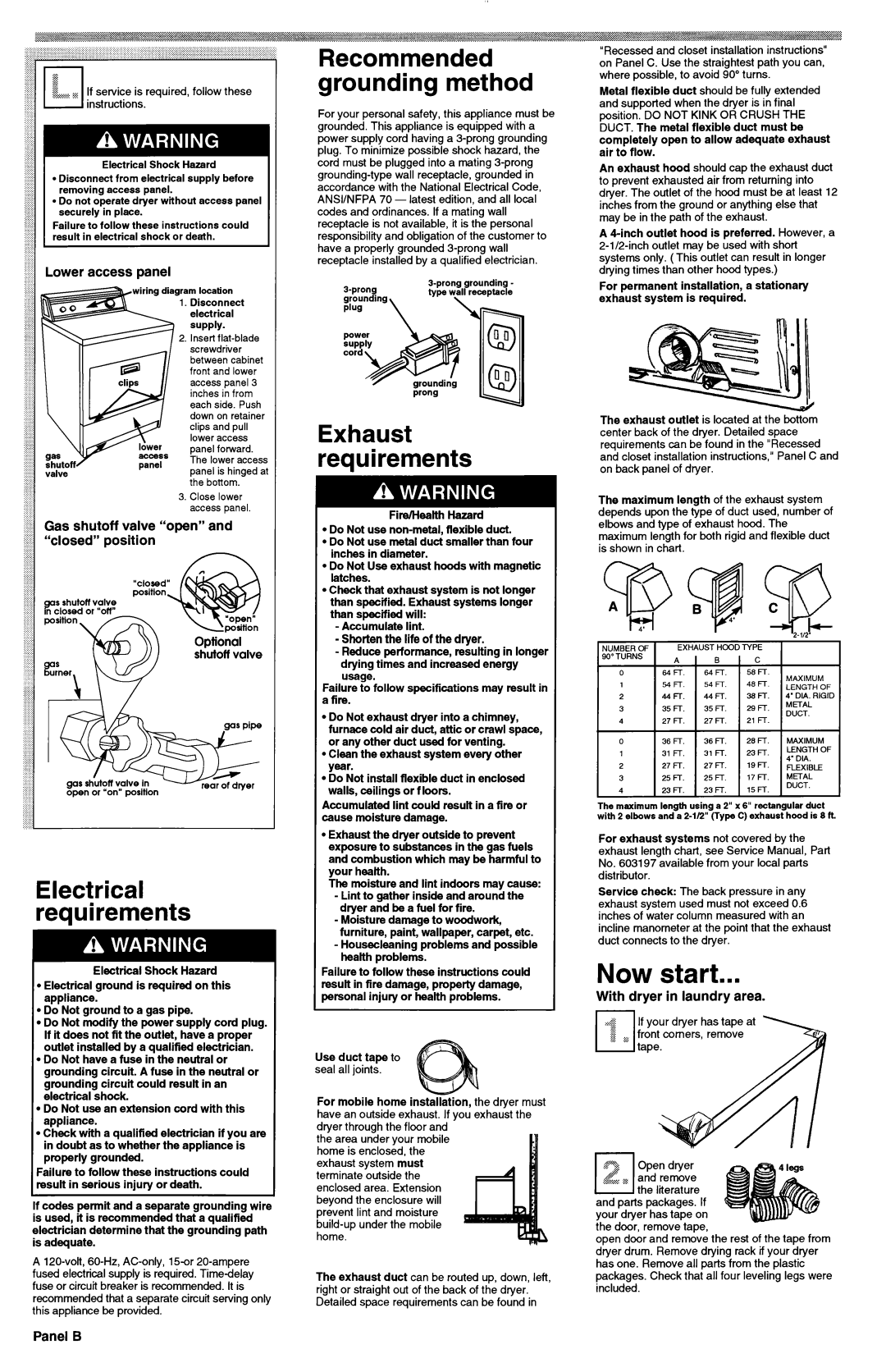 KitchenAid 3395306 Recommended grounding method, Electrical requirements, Exhaust requirements, Shutoff valve 