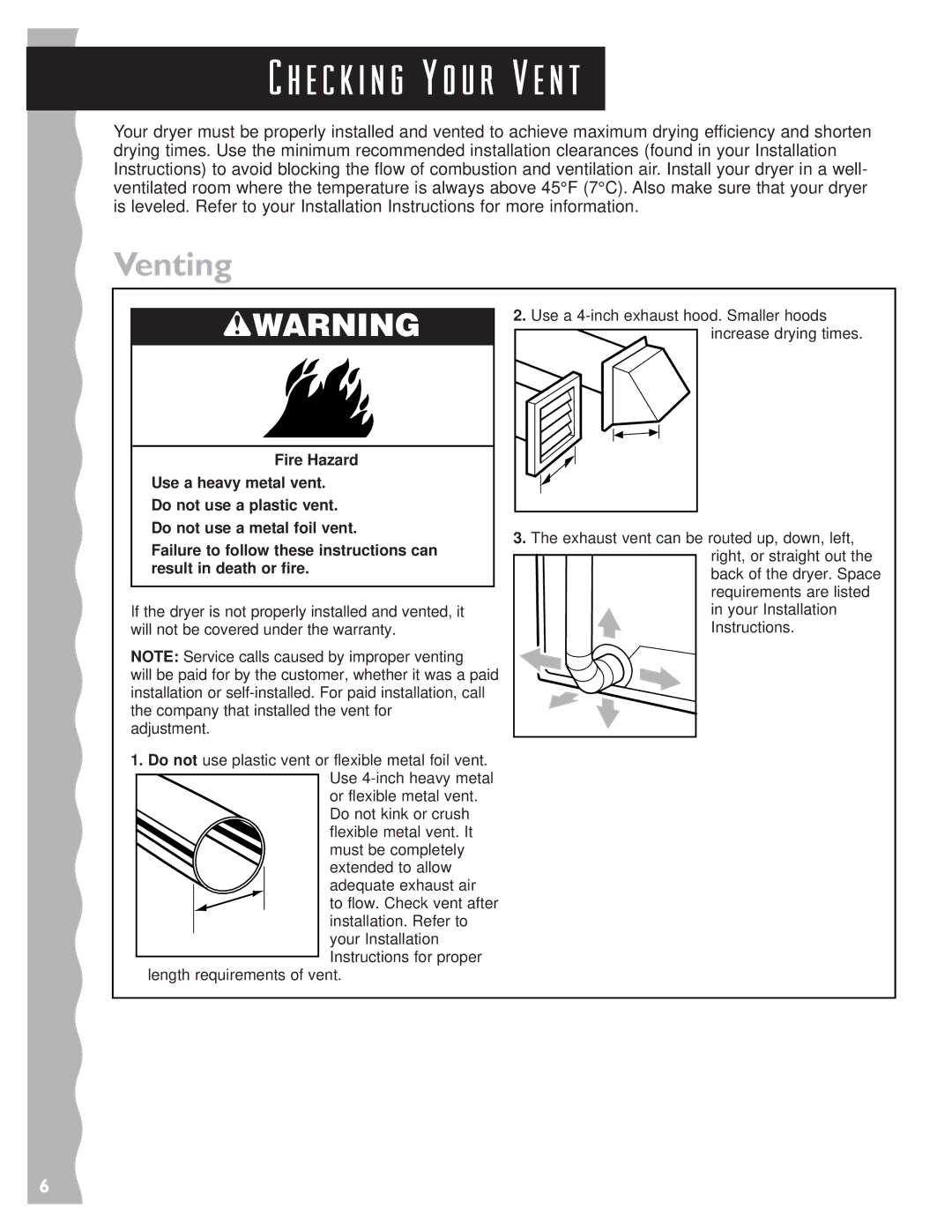 KitchenAid 3405633 warranty E c k i n g Y o u r V e n t, Venting 