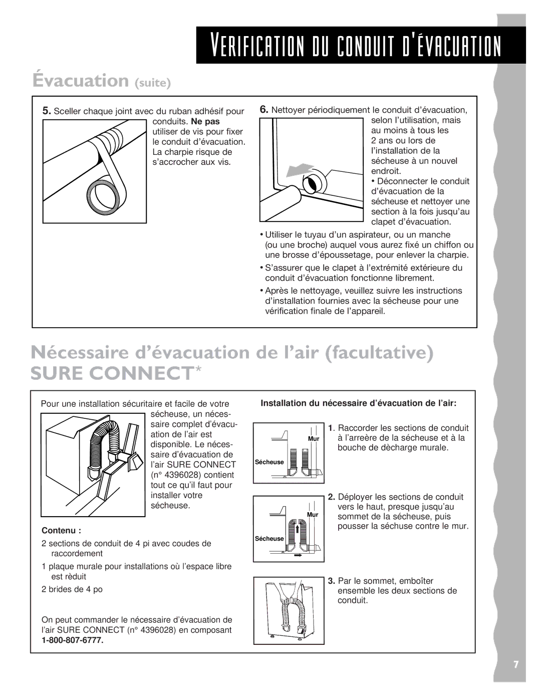 KitchenAid 3405634 warranty Évacuation suite, Nécessaire d’évacuation de l’air facultative, Contenu 