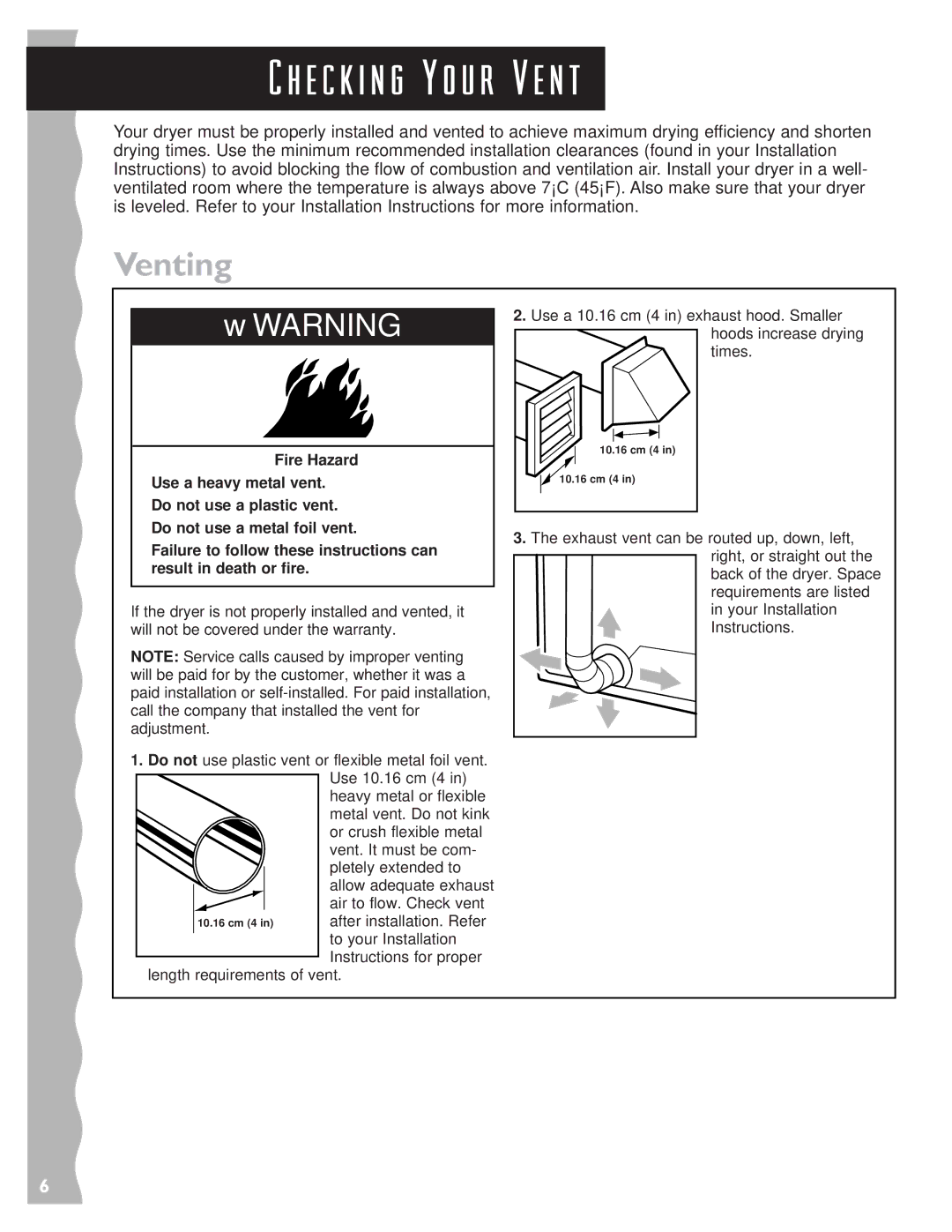 KitchenAid 3405634 warranty E c k i n g Y o u r V e n t, Venting 