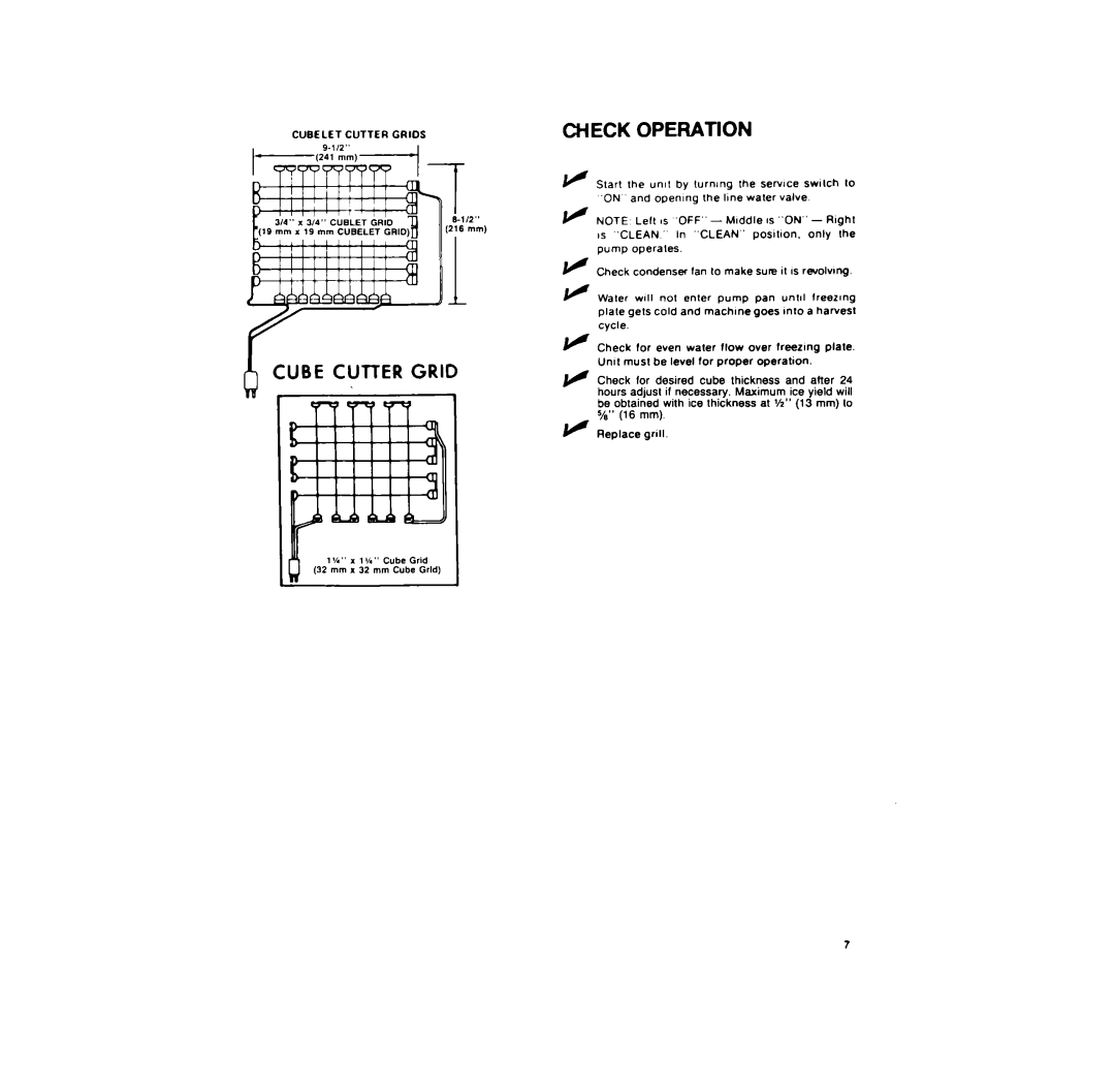 KitchenAid 3KUIS185V installation instructions Check Operation, Cubellt Cutter Grids 