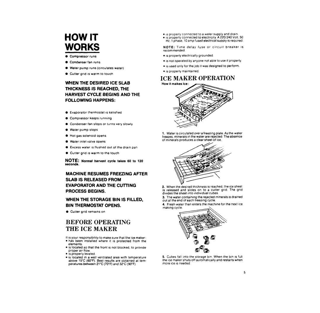 KitchenAid 3KUIS185V installation instructions How It Works, Before, Ice Maker Operation, Operating 