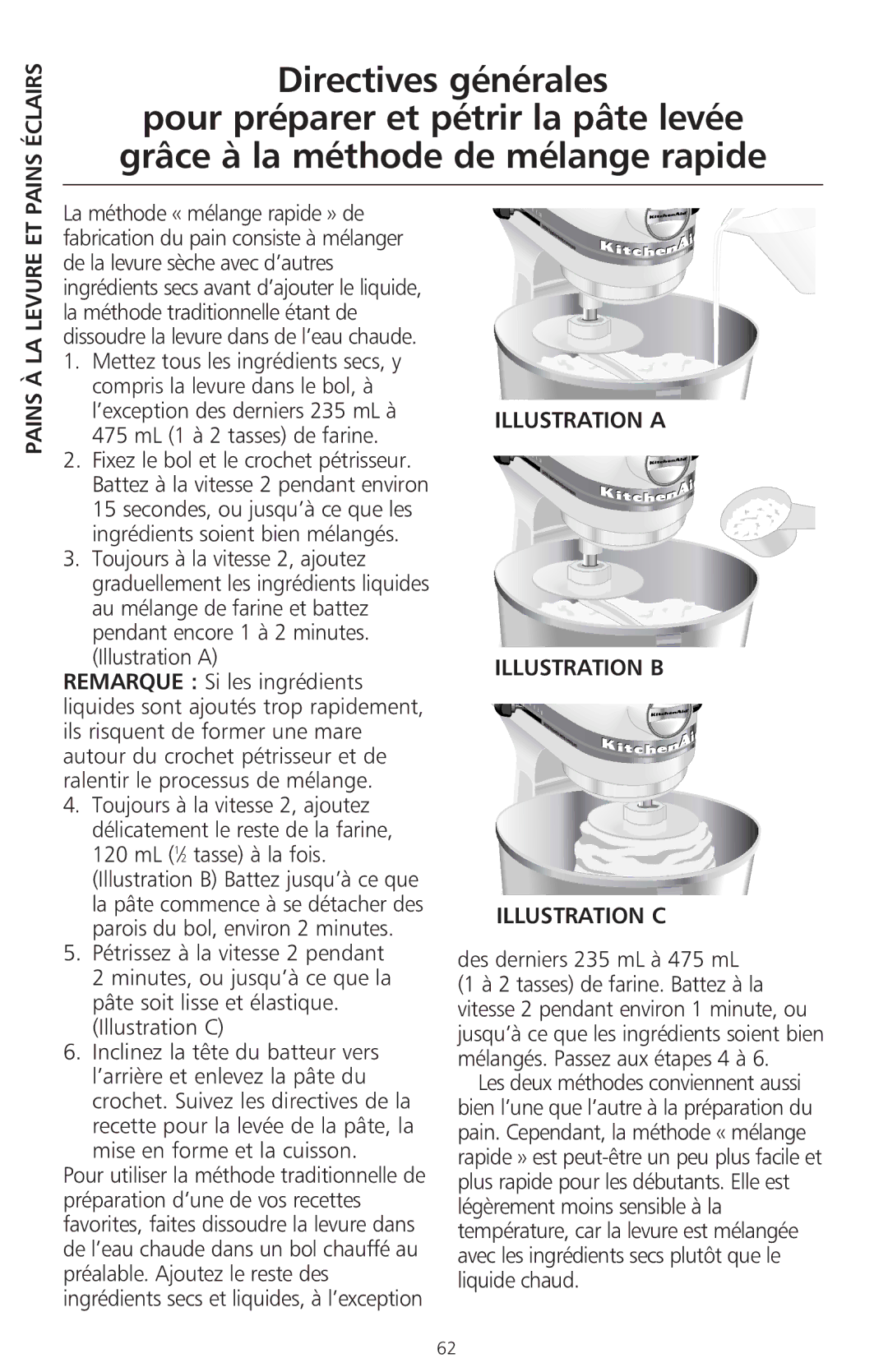 KitchenAid 400 manual Pains Éclairs, Pains À LA Levure ET 