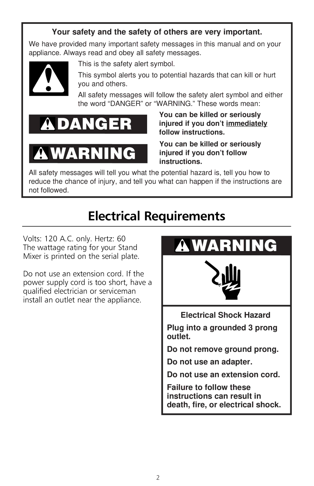 KitchenAid 400 manual Electrical Requirements 