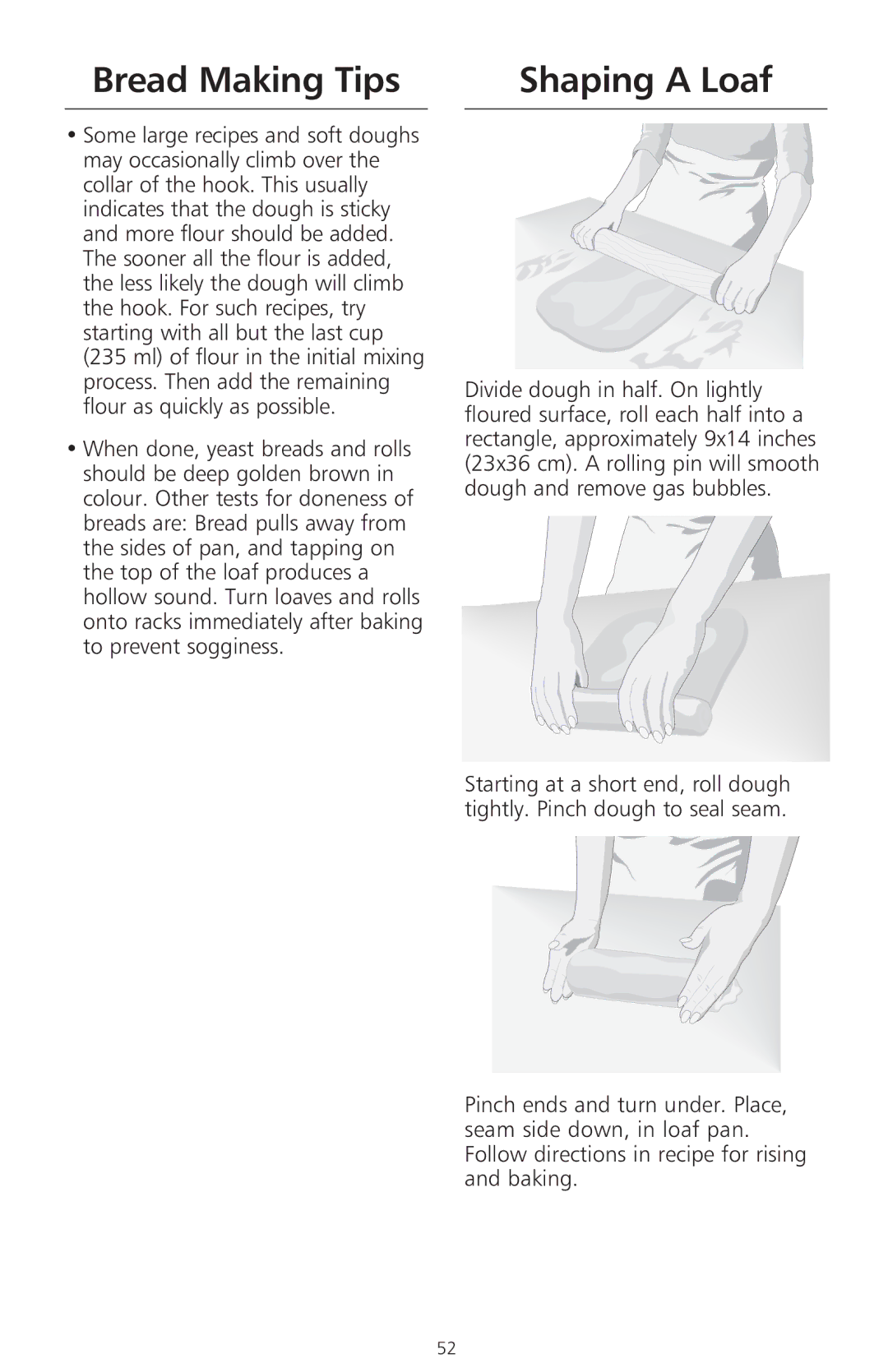 KitchenAid 400 manual Shaping a Loaf 