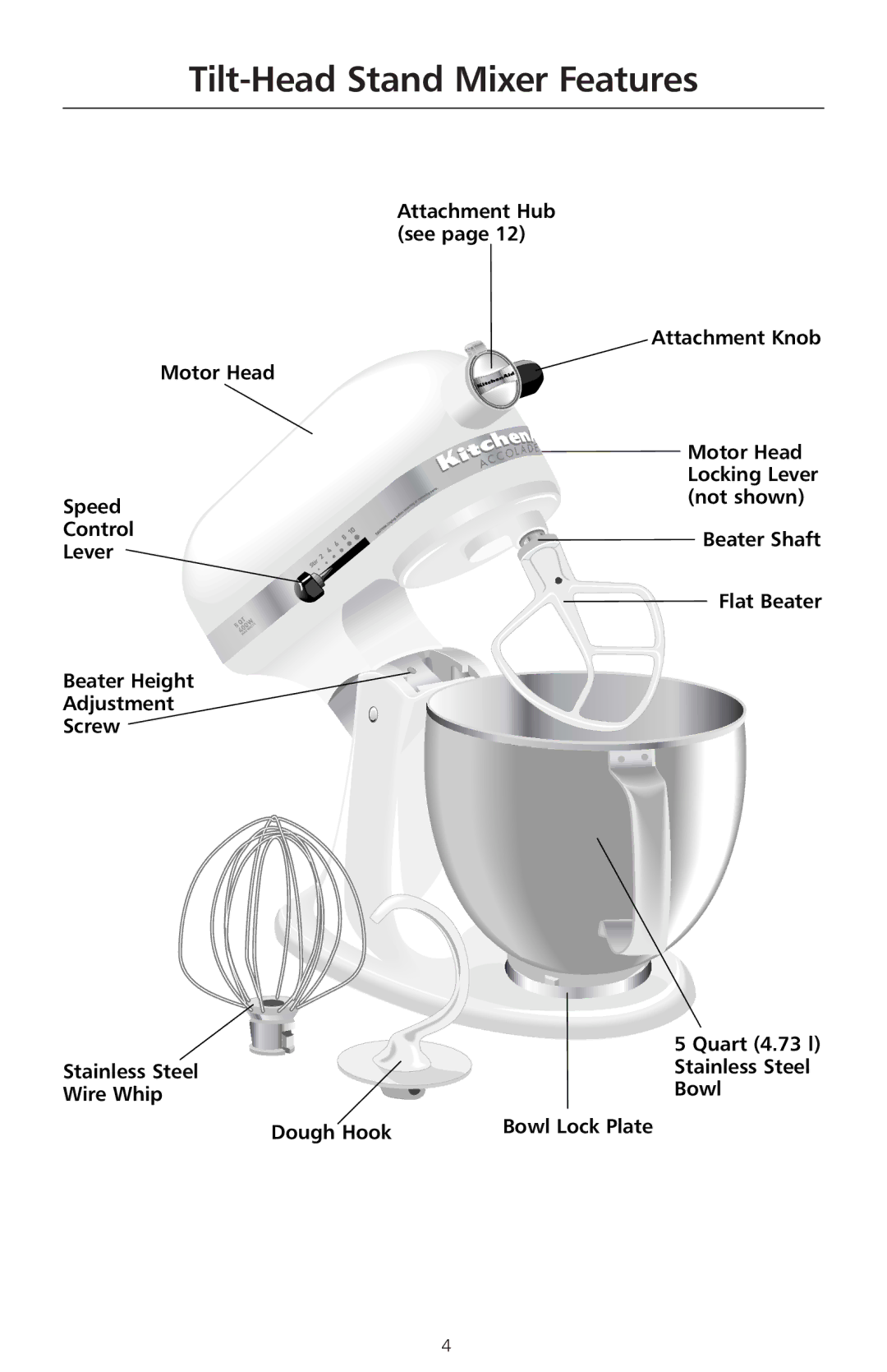 KitchenAid 400 manual Tilt-Head Stand Mixer Features 