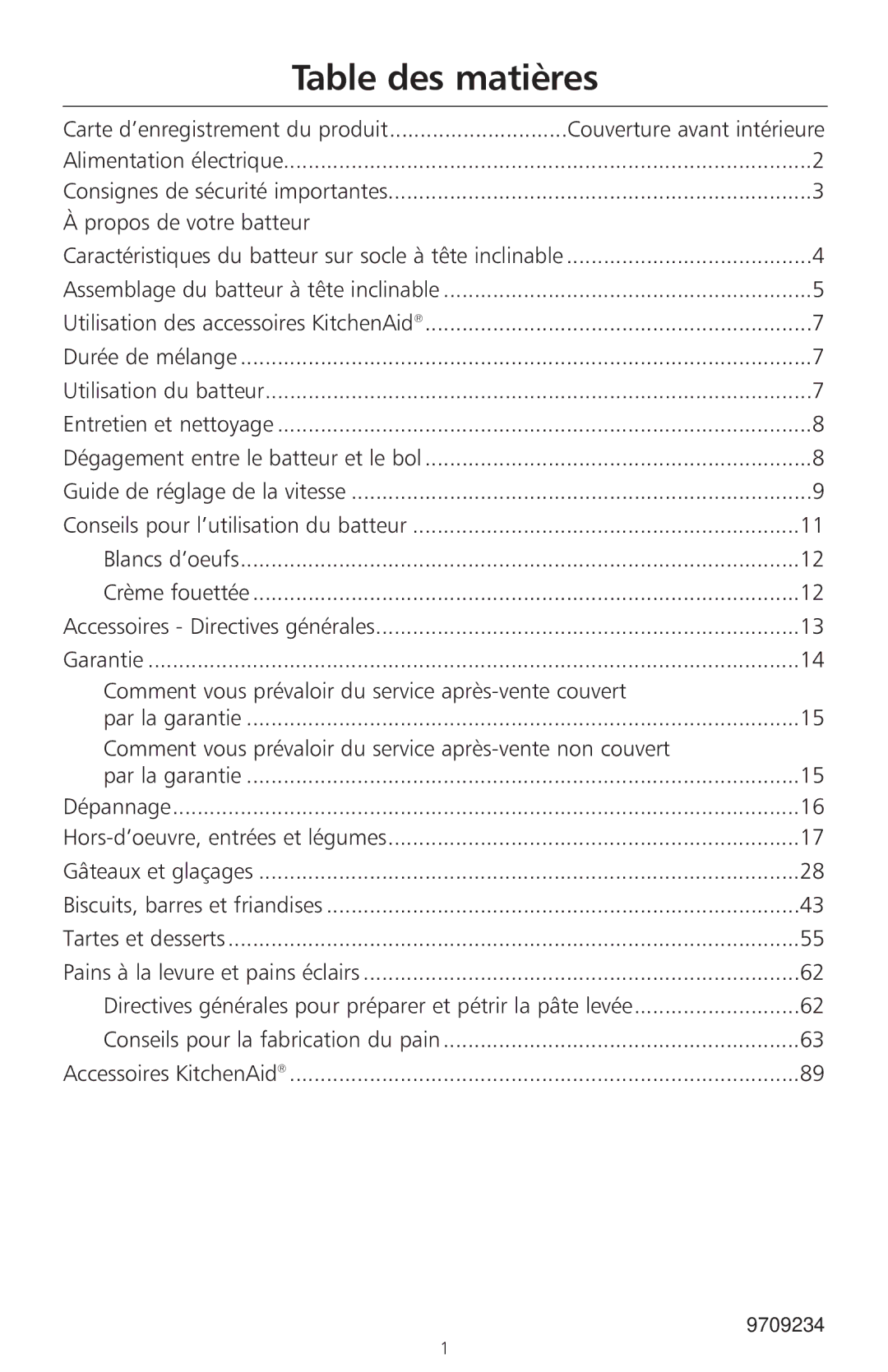 KitchenAid 400 manual Table des matières, Propos de votre batteur 