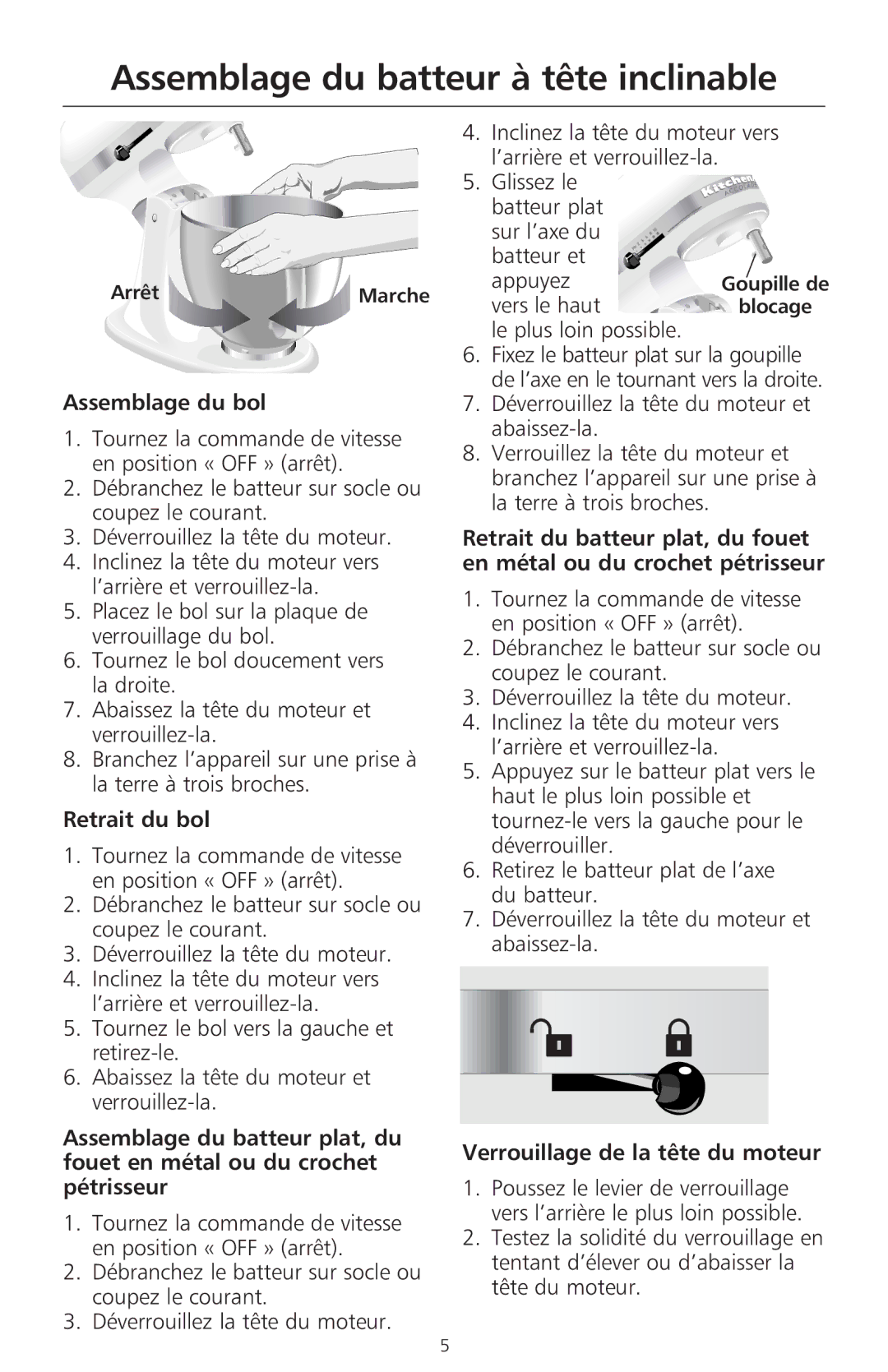 KitchenAid 400 manual Assemblage du batteur à tête inclinable 