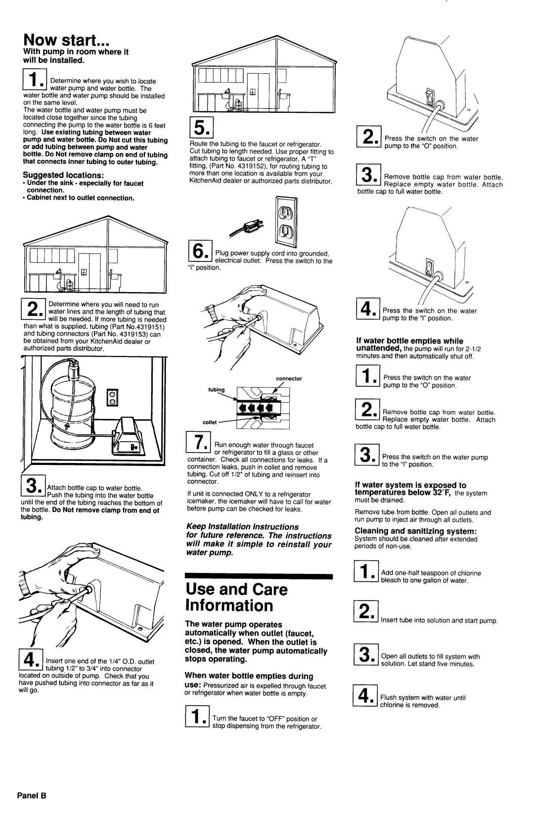 KitchenAid 4176199 installation instructions Now start, Use and Care Information 