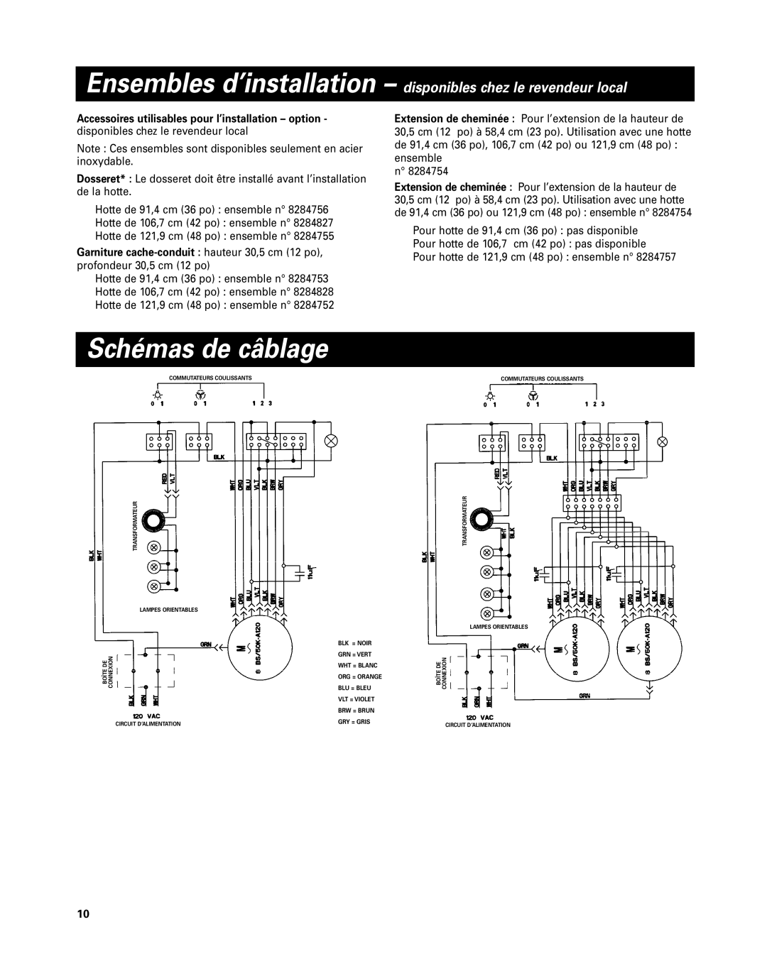 KitchenAid 42 installation instructions Schémas de câblage 