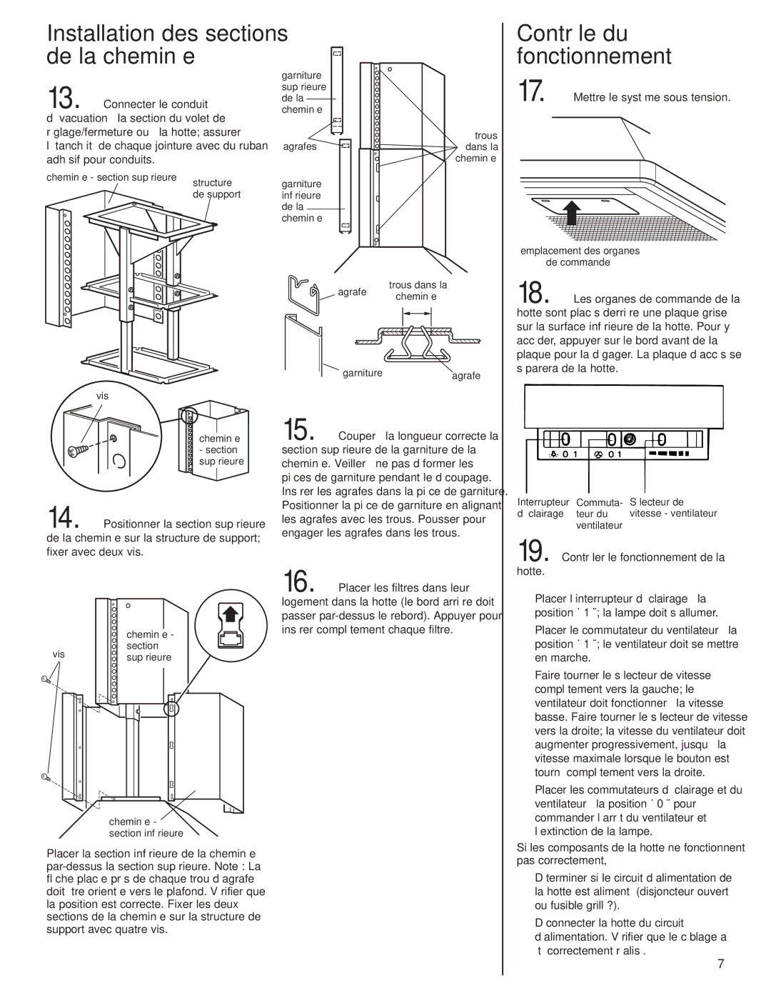 KitchenAid 4360369, 4329223 Mettre le système sous tension, Contrôler le fonctionnement de la, Hotte 