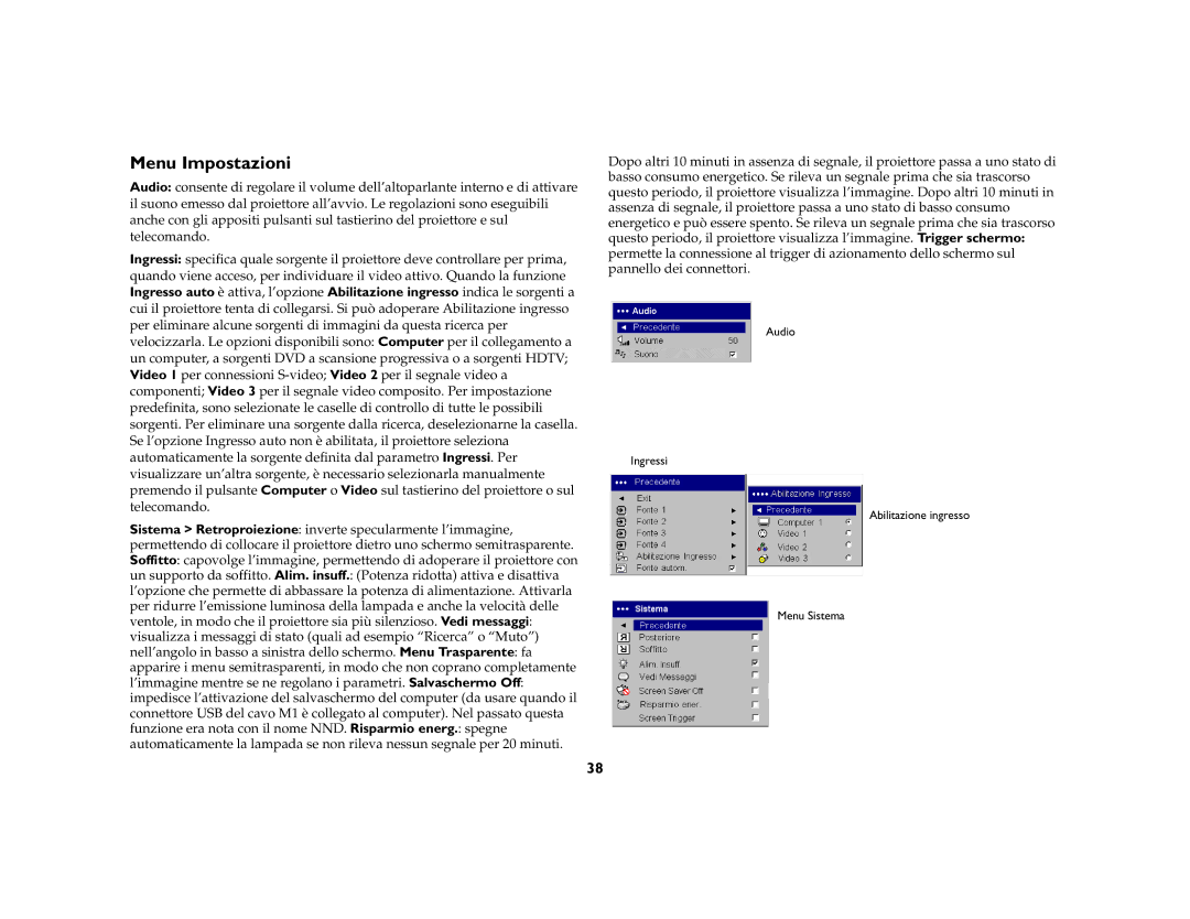 KitchenAid 4805 manual Menu Impostazioni 