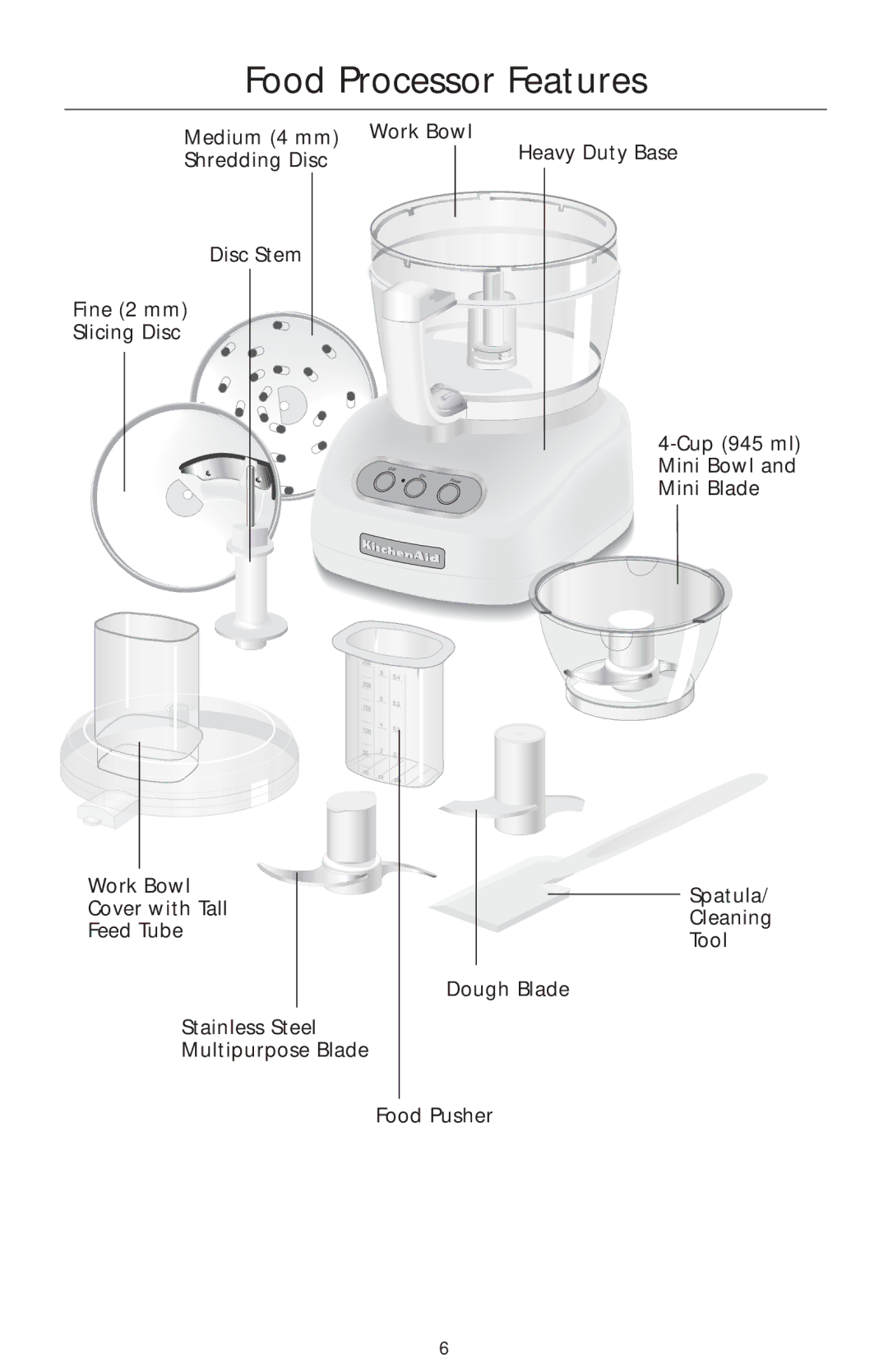 KitchenAid 4KFP740 manual Food Processor Features 