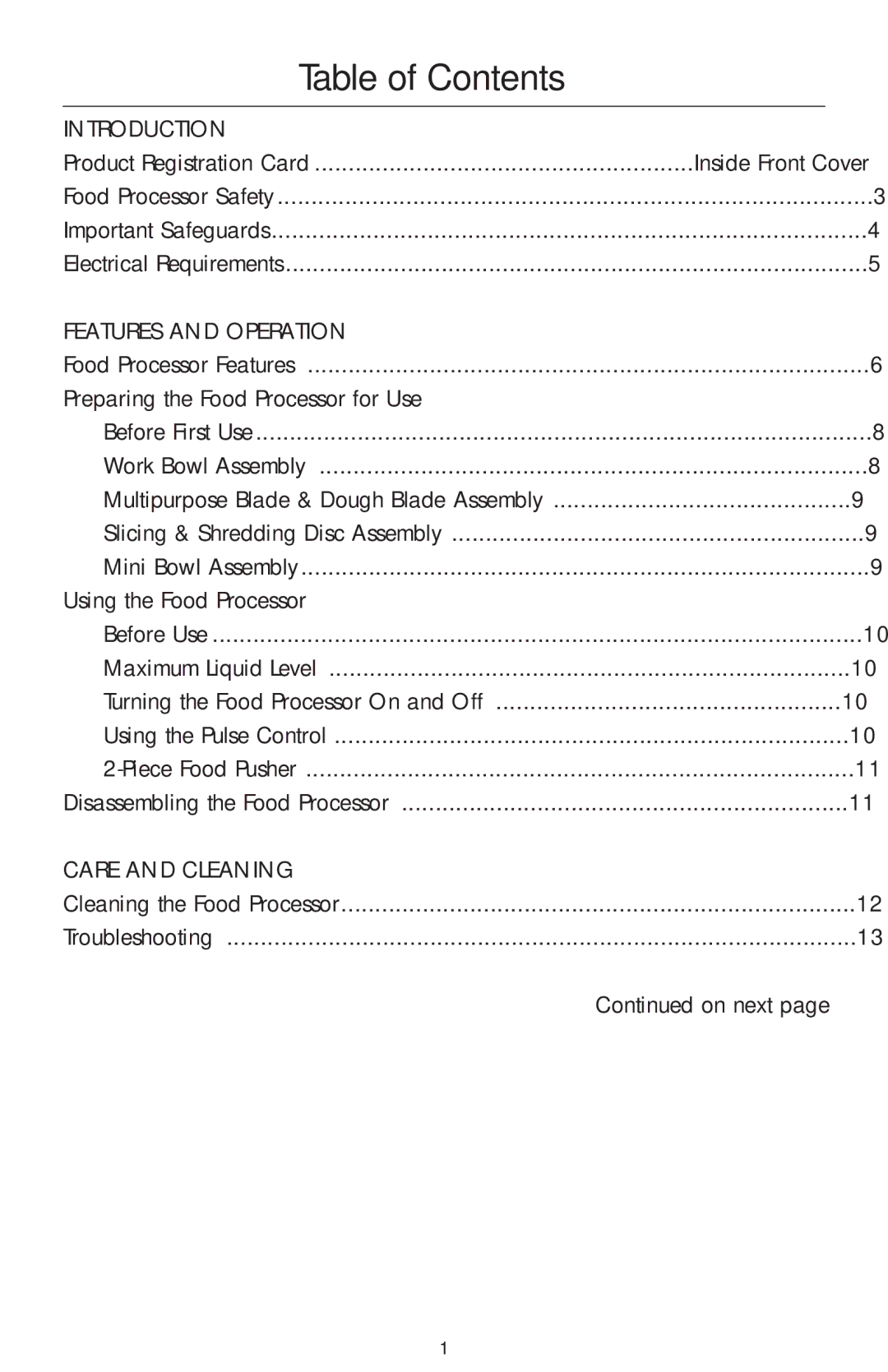 KitchenAid 4KFP750 manual Table of Contents 