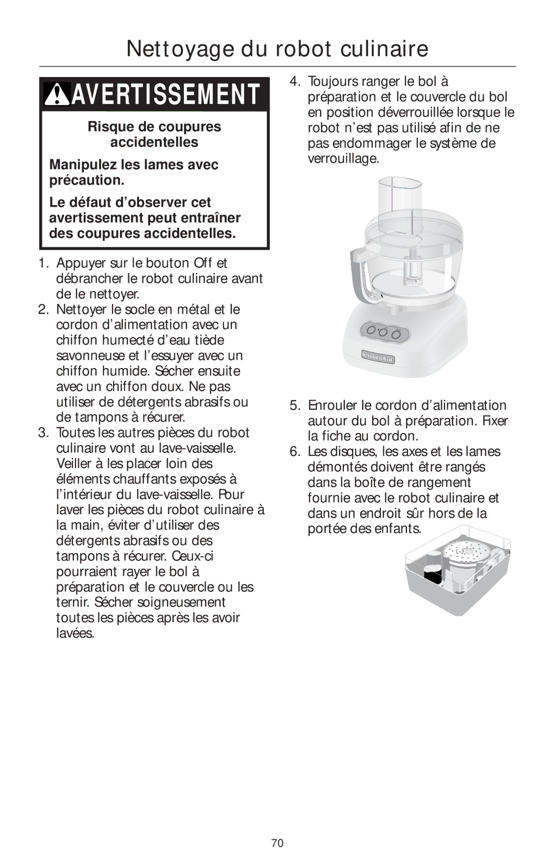 KitchenAid 4KFP750 manual Nettoyage du robot culinaire 