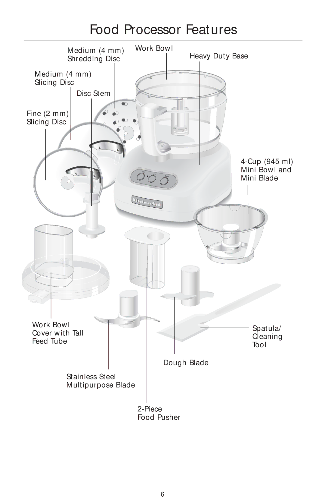 KitchenAid 4KFP750 manual Food Processor Features 