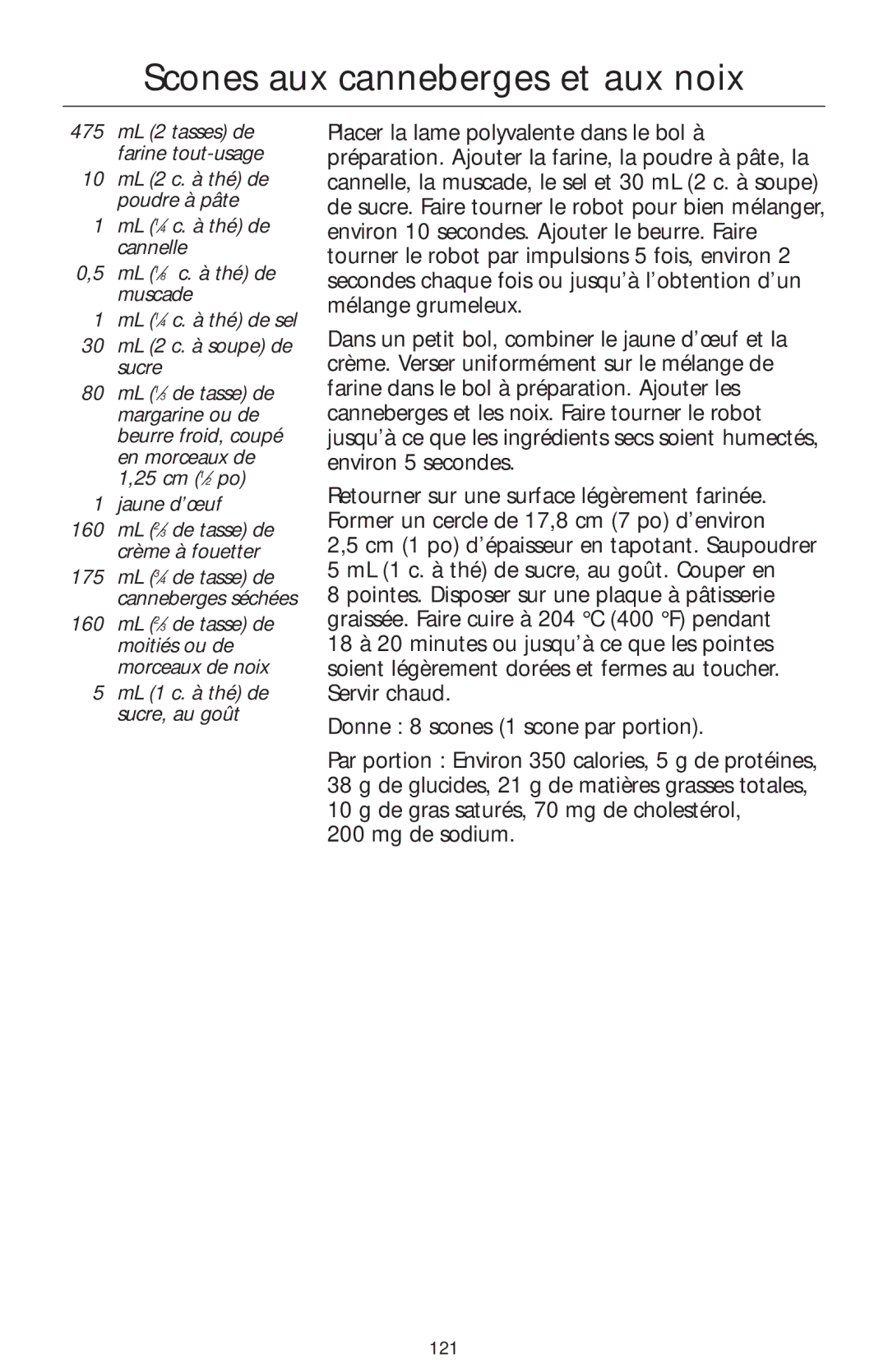 KitchenAid 4KFPM770, 4KFPW760 manual Scones aux canneberges et aux noix, Jaune d’œuf 