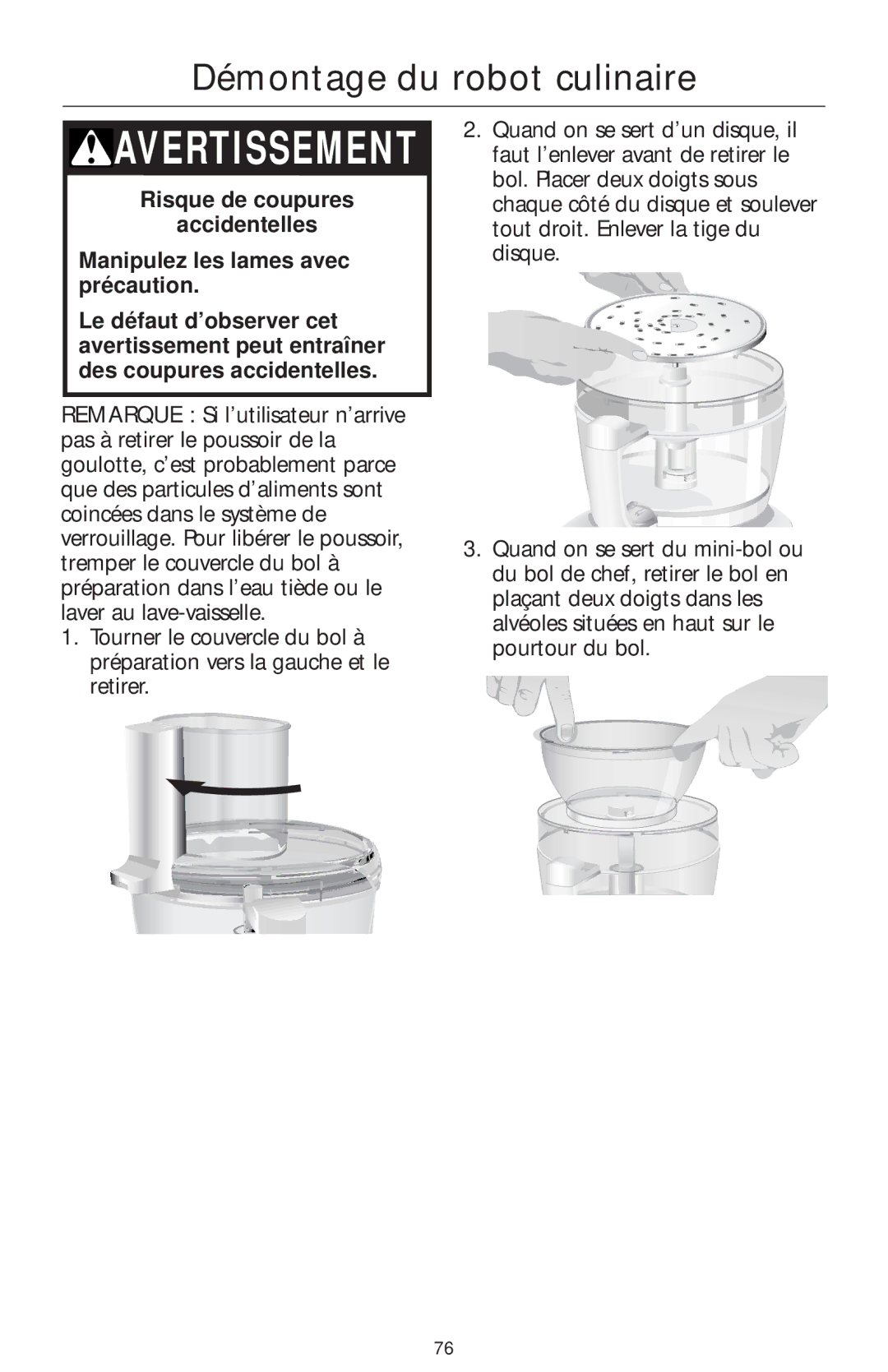 KitchenAid 4KFPW760, 4KFPM770 manual Démontage du robot culinaire 