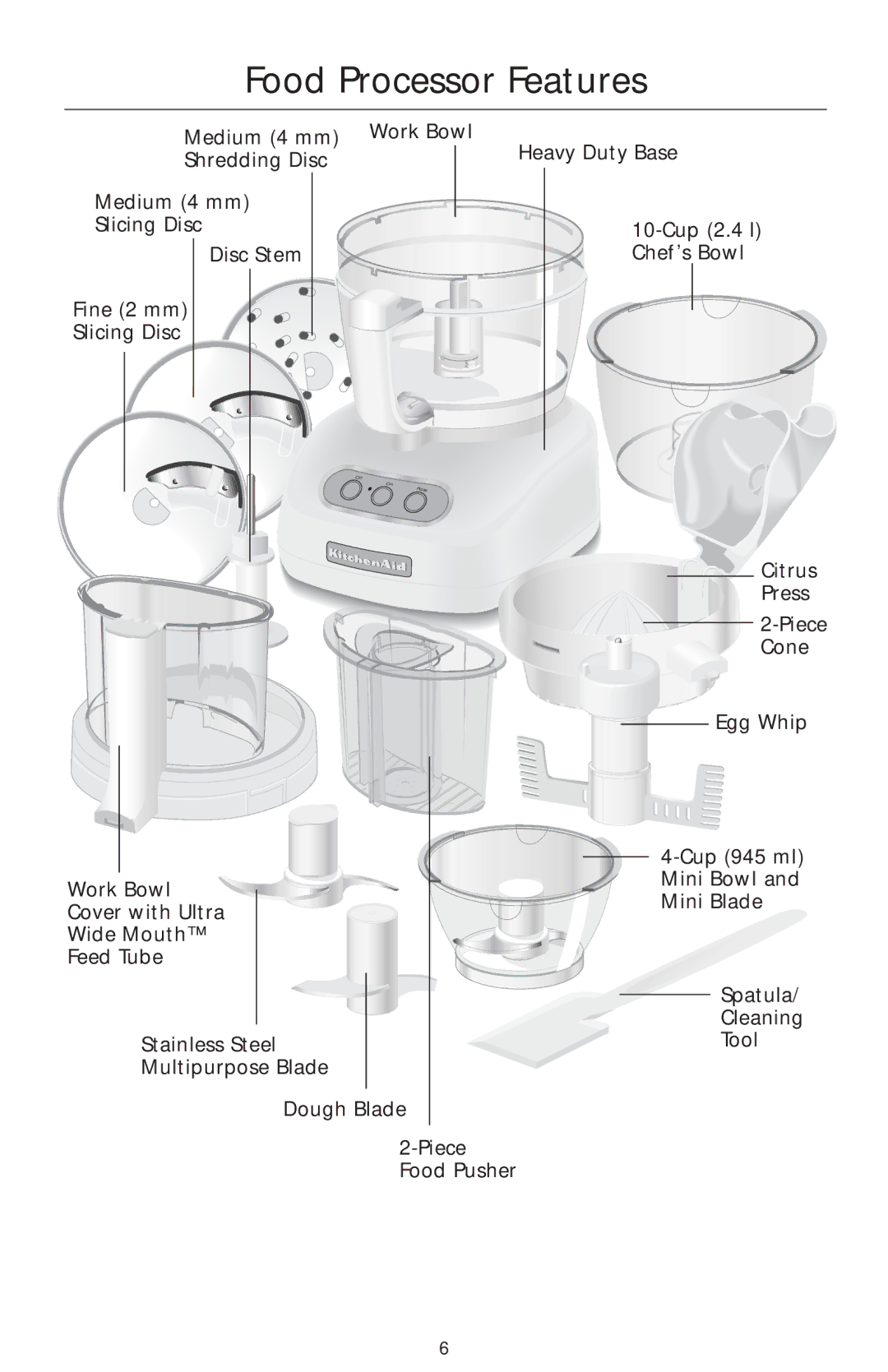 KitchenAid 4KFPW760, 4KFPM770 manual Food Processor Features 