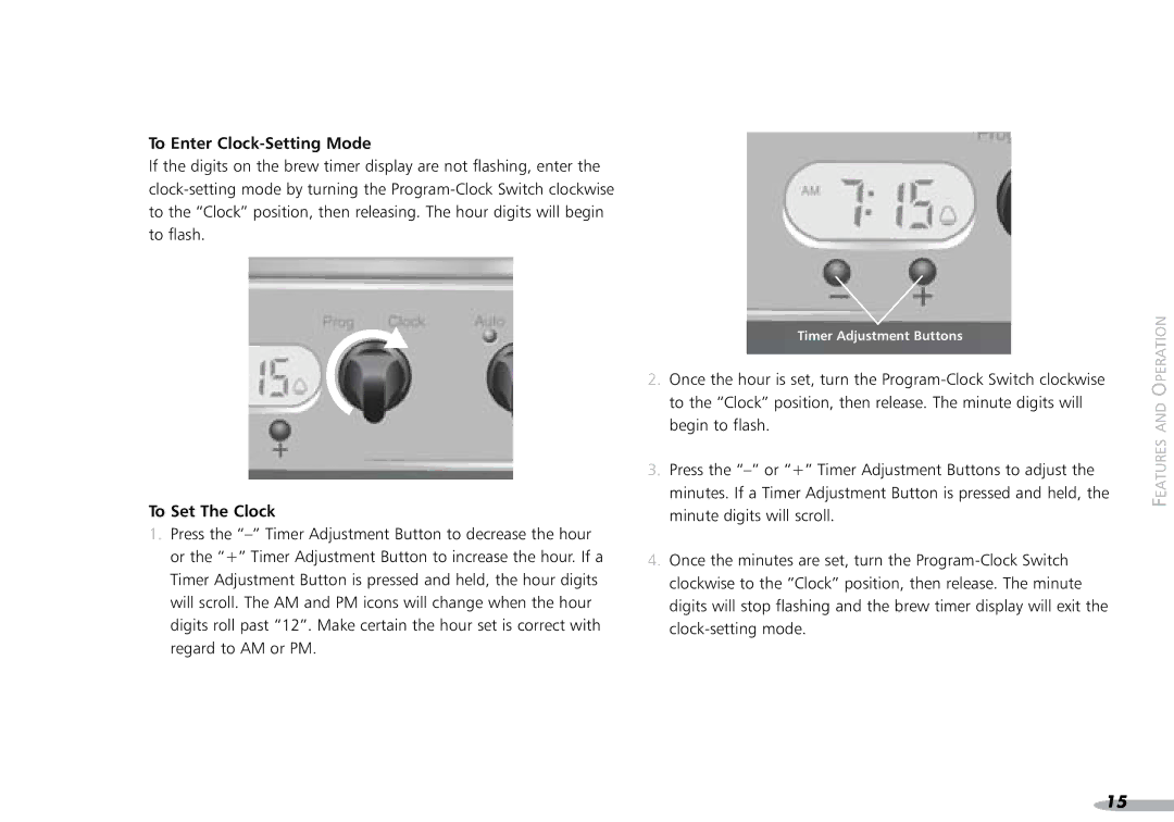 KitchenAid 4KPCM050 manual To Enter Clock-Setting Mode, To Set The Clock 