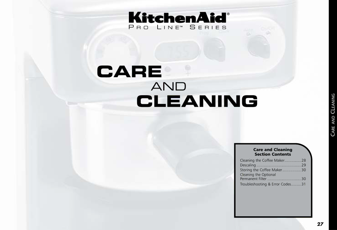 KitchenAid 4KPCM050 manual Care Cleaning 