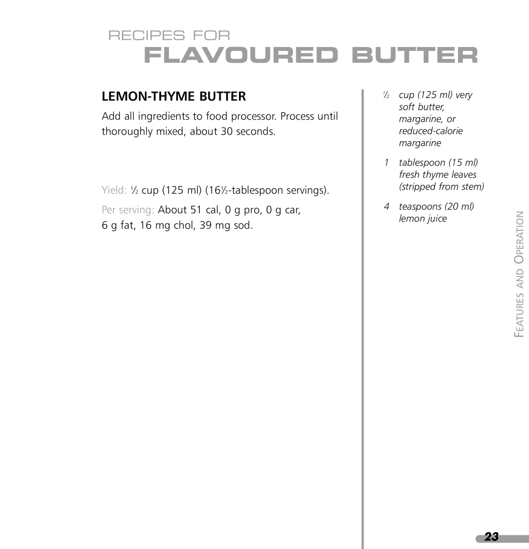 KitchenAid 4KPTT890, 4KPTT780 manual LEMON-THYME Butter 