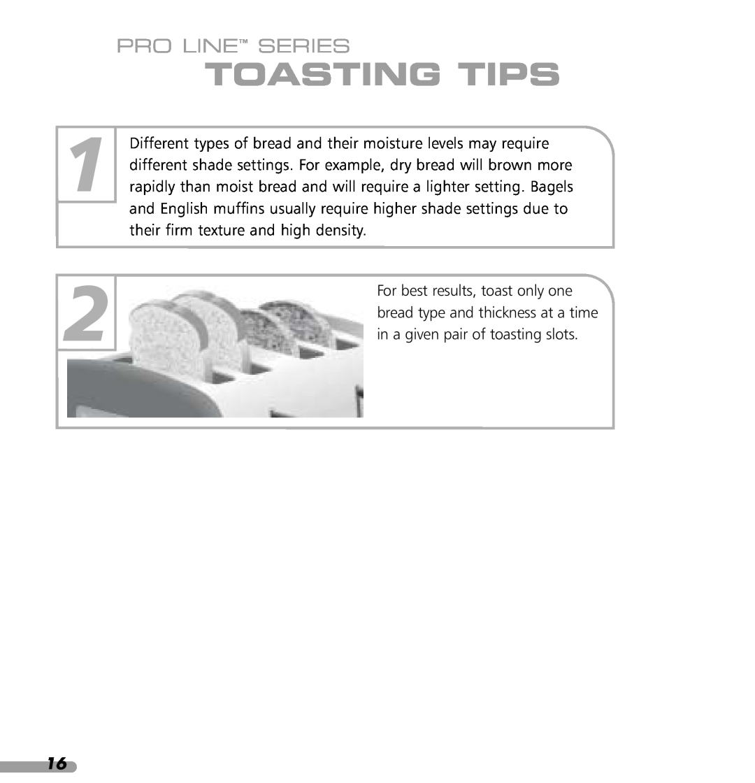 KitchenAid 4KPTT780, 4KPTT890 manual Toasting Tips, Pro Line Series 