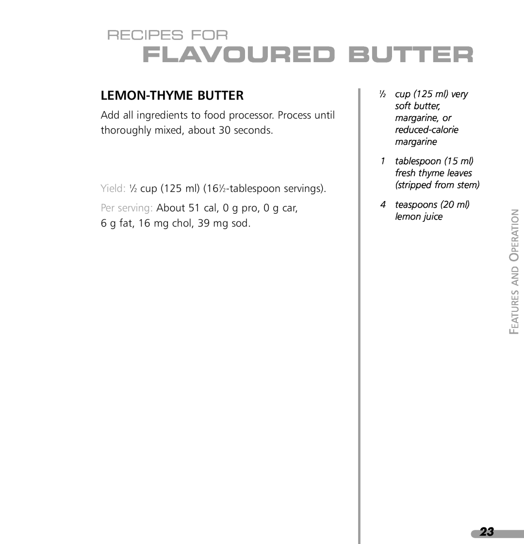 KitchenAid 4KPTT890, 4KPTT780 manual Lemon-Thymebutter, Flavoured Butter, Recipes For 