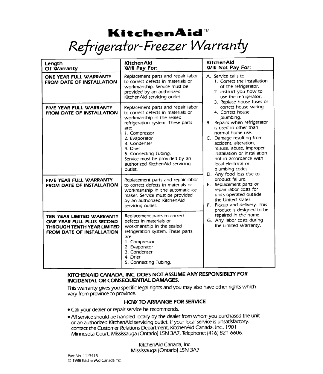 KitchenAid Freezer, 4KSRF36DT manual 