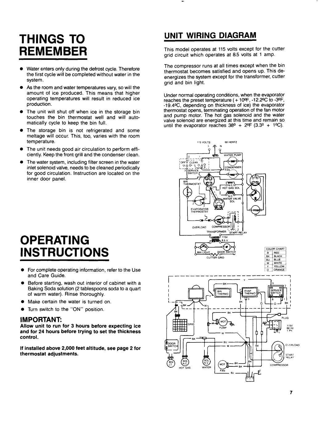 KitchenAid 4KUIS185S manual Things to Remember, Operating Instructions, Unit Wiring Diagram 