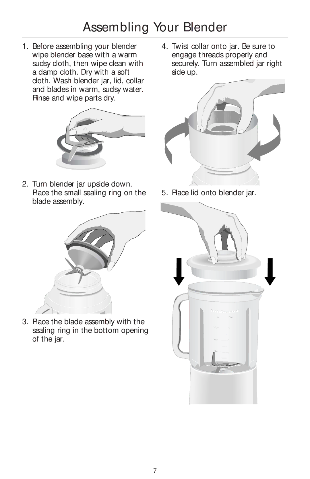 KitchenAid 5 SPEED ULTRA POWER BLENDER manual Assembling Your Blender 